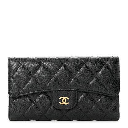 Chanel Caviar Quilted Long Flap Wallet Black 1 of 10