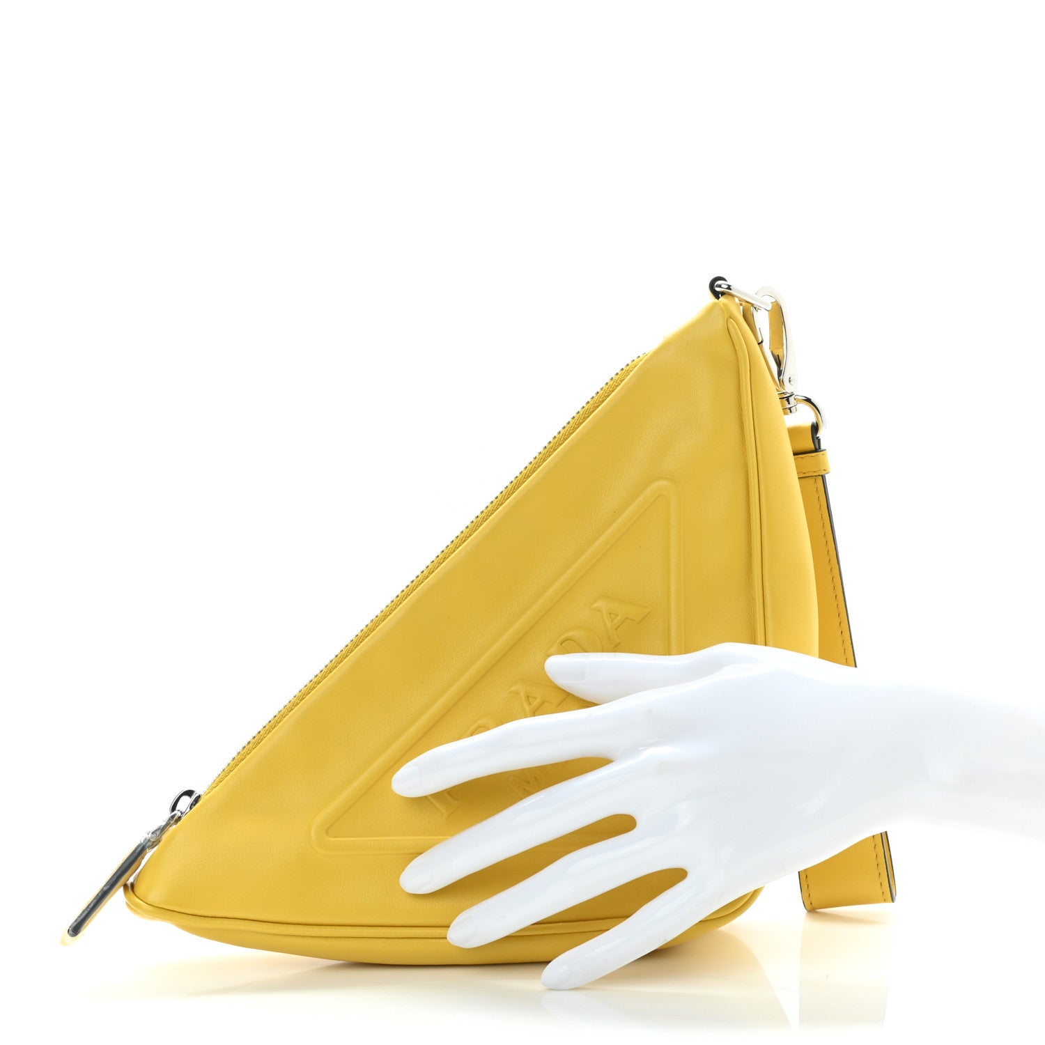 Prada Grace Lux Triangle Logo Embossed Triangle Wristlet Pouch Sole 2 of 6