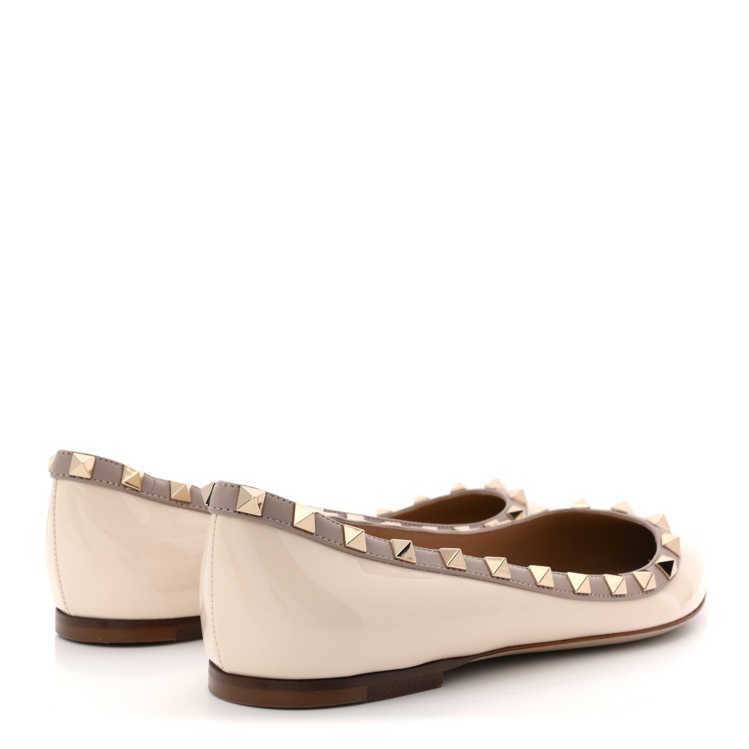 Valentino Garavani Patent Rockstud Ballerina Flats 38.5 Ivory Poudre 5 of 8
