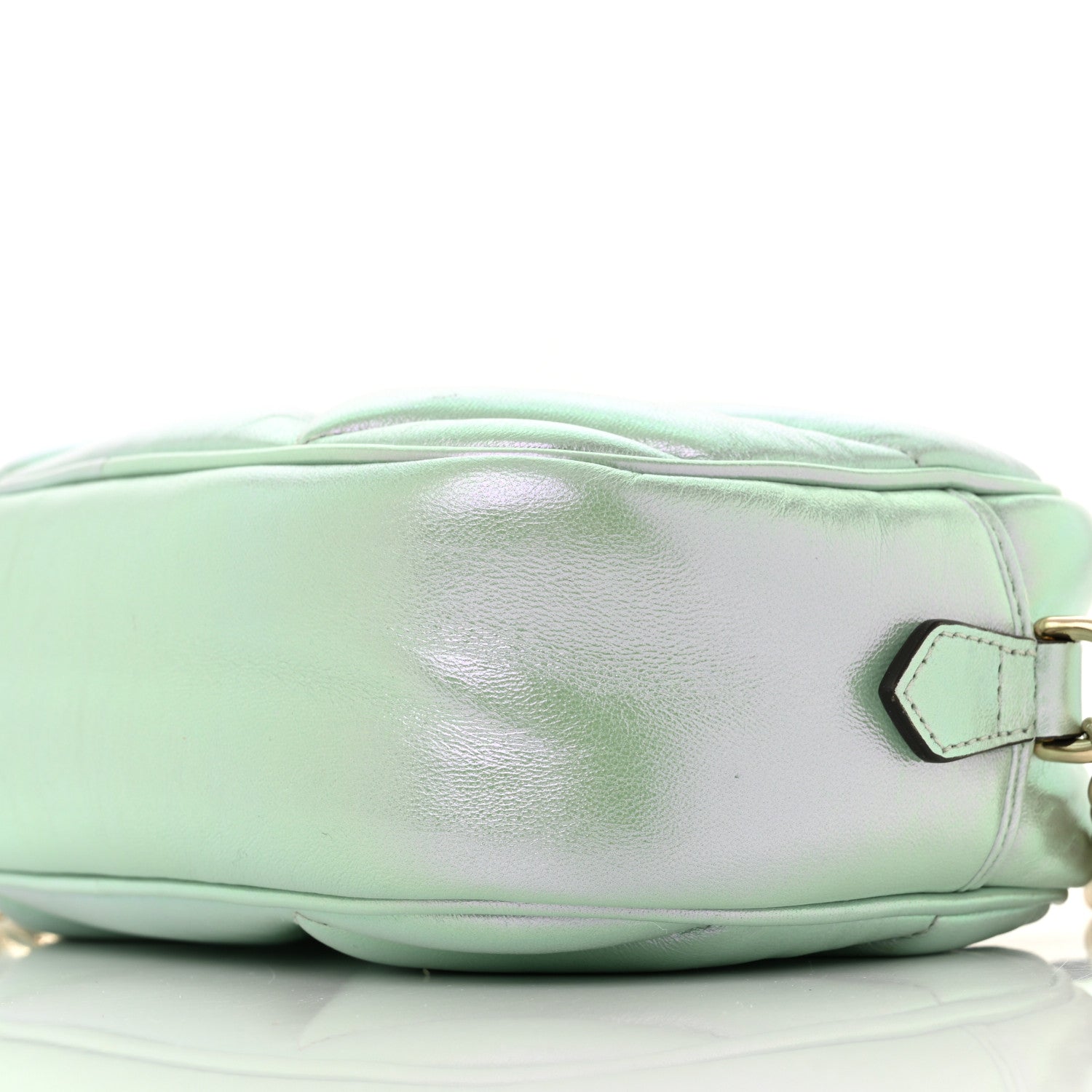 Gucci Iridescent Nappa Chevron Matelasse Small GG Marmont Chain Shoulder Bag Iridescent Salvy Green 10 of 11