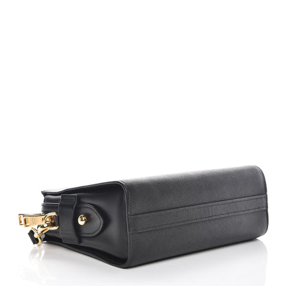 Prada Saffiano City Calfskin Esplanade Crossbody Bag Black 4 of 12