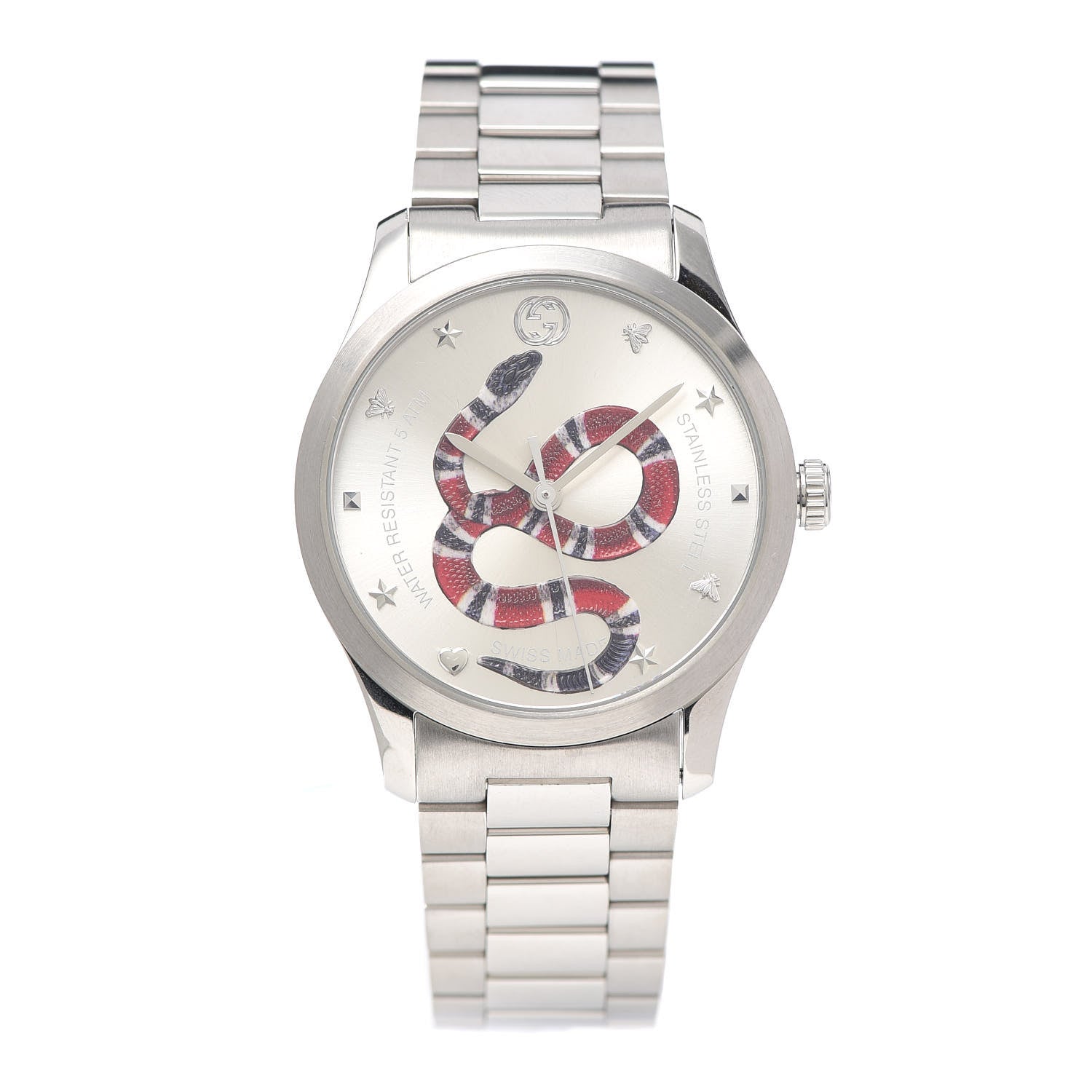 Gucci Stainless Steel 38mm G-Timeless Snake Quartz Watch 1 of 5