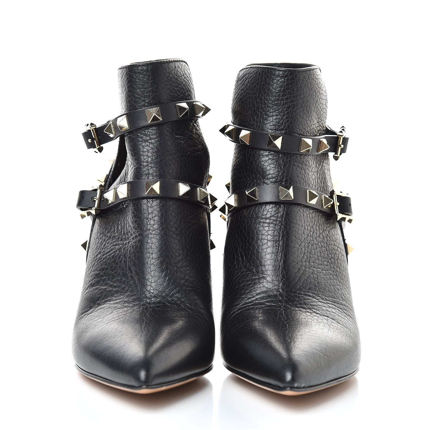 Valentino Garavani Grained Calfskin Rockstud Double Buckle 65mm Ankle Boots 35 Black 2 of 9