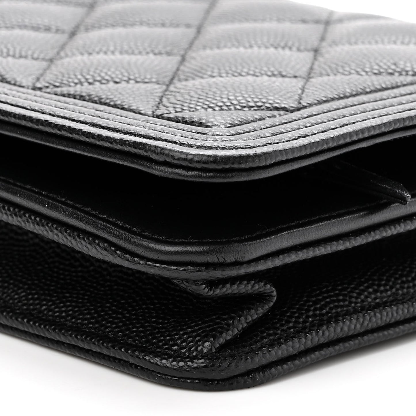Caviar Quilted Boy Wallet On Chain WOC Black
