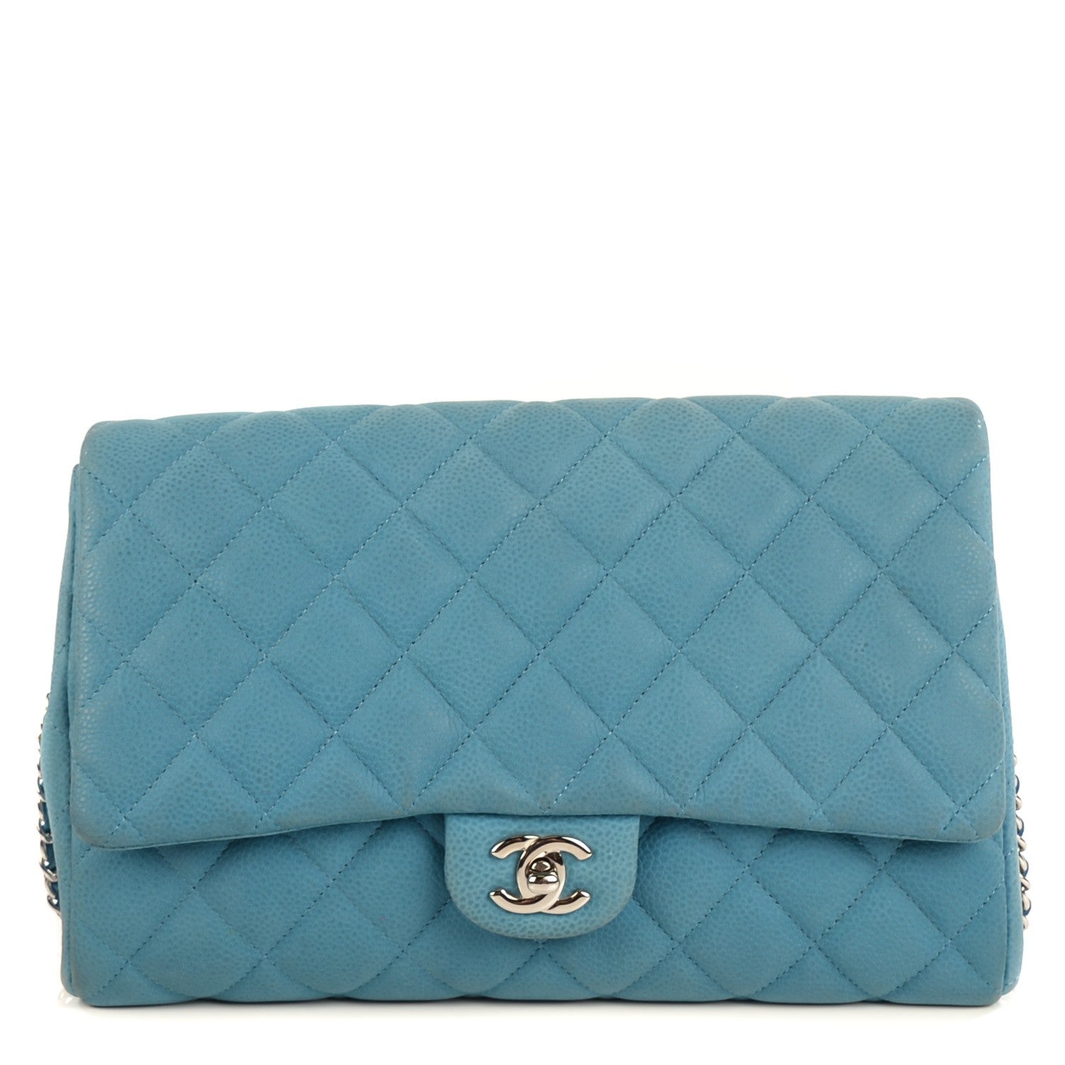 Chanel Iridescent Caviar Quilted Clutch With Chain Flap Blue 1 of 9