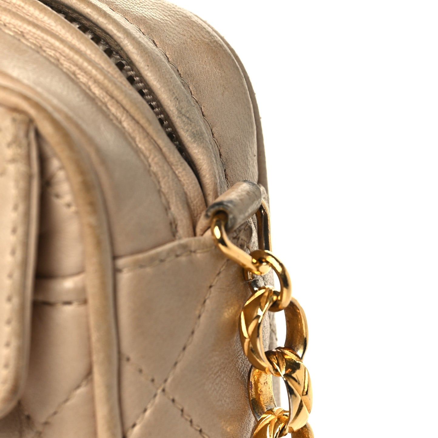 Lambskin Quilted Tassel Flap Camera Case Beige