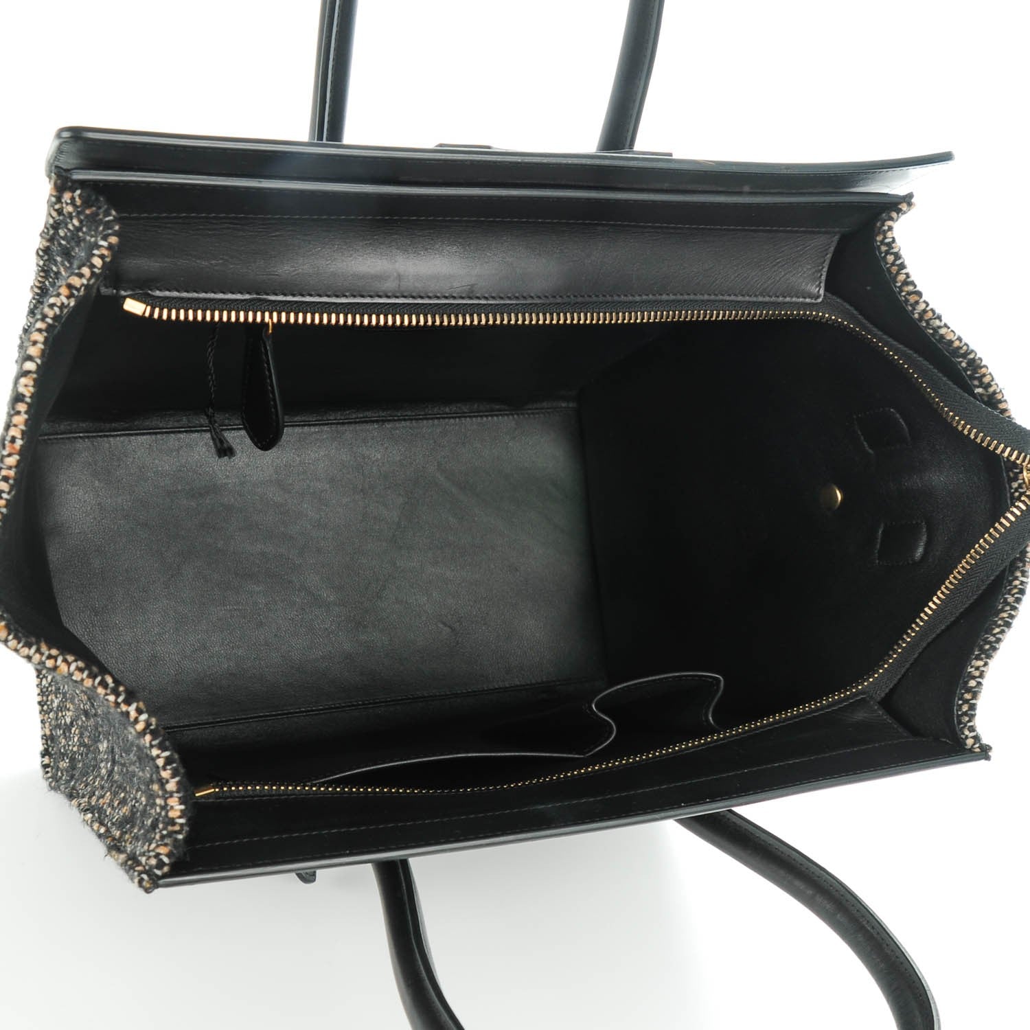 Celine Smooth Calfskin Tweed Mini Luggage Black 5 of 8