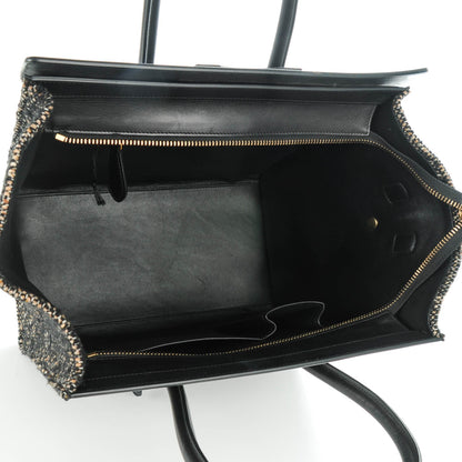 Celine Smooth Calfskin Tweed Mini Luggage Black 5 of 8