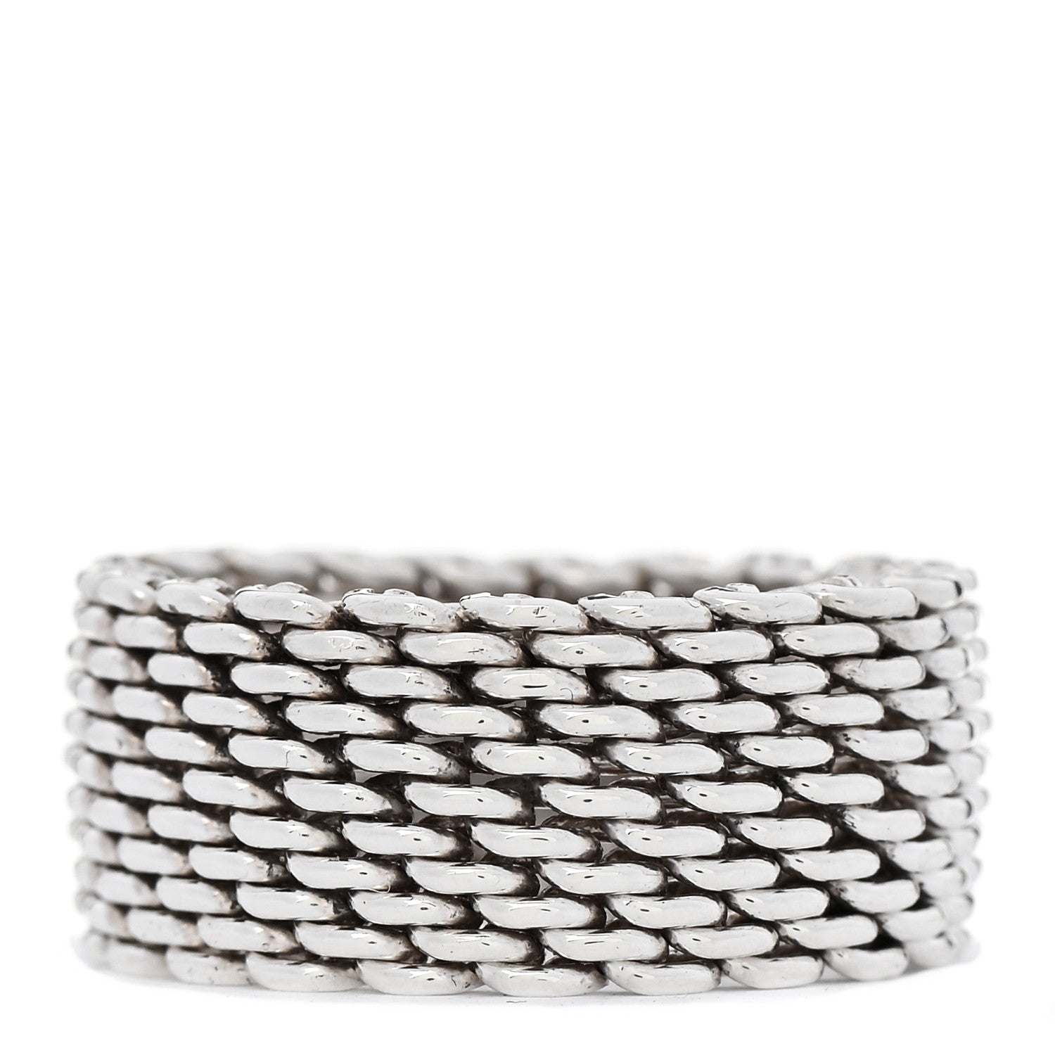 Tiffany Sterling Silver Somerset Mesh Ring 55 7.25 1 of 4