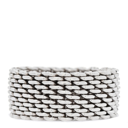Tiffany Sterling Silver Somerset Mesh Ring 55 7.25 1 of 4