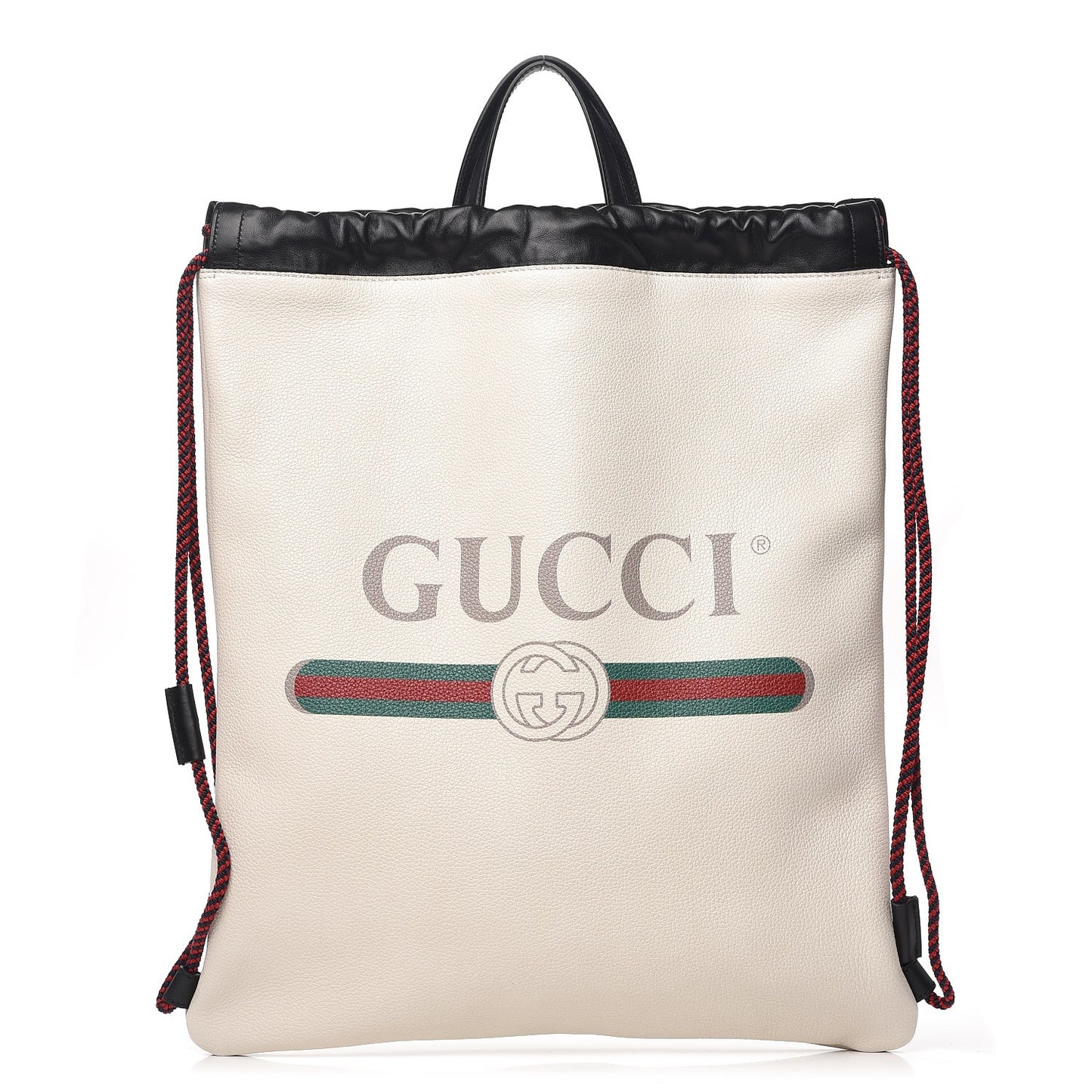 Calfskin Logo Drawstring Backpack Mystic White
