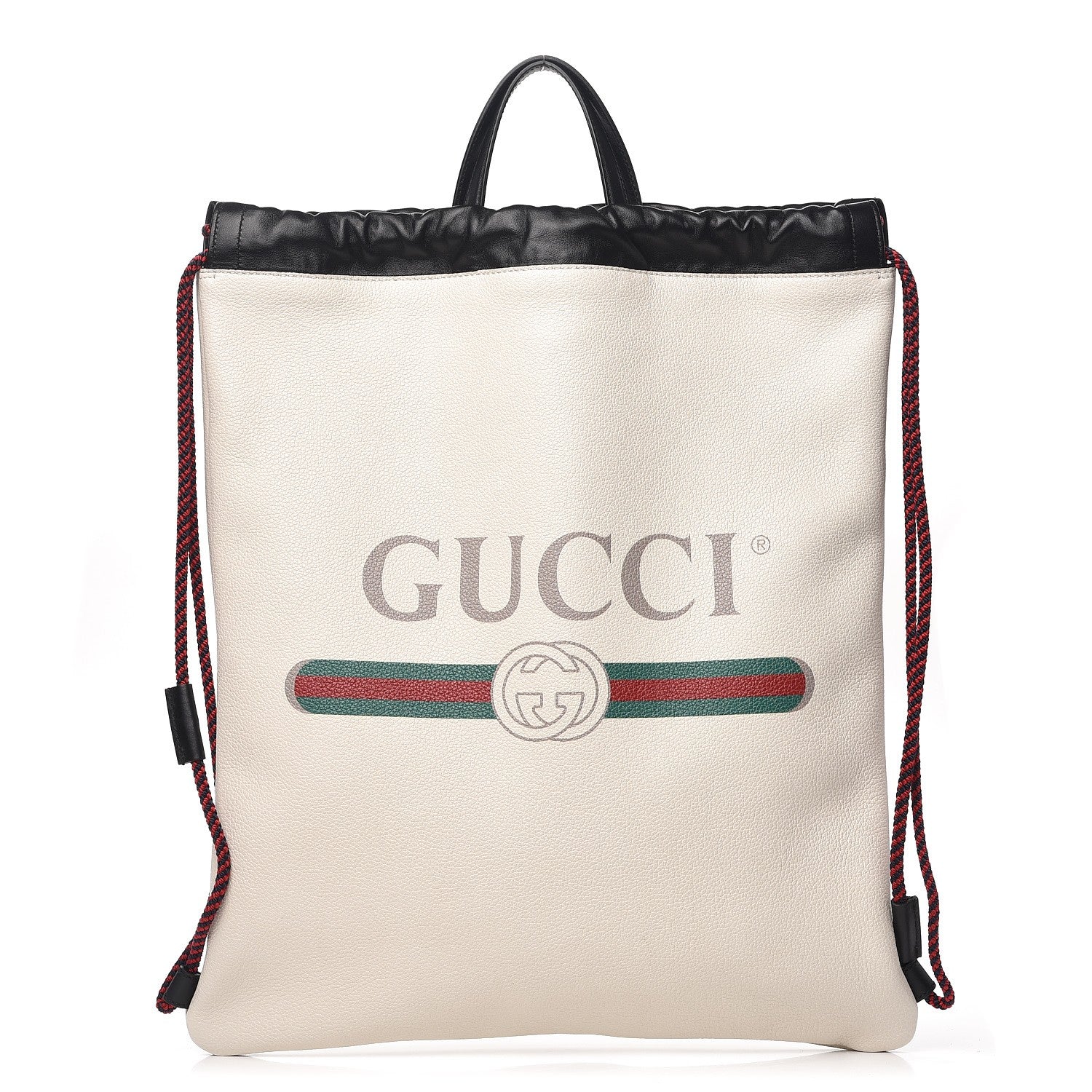 Gucci Calfskin Logo Drawstring Backpack Mystic White 1 of 7