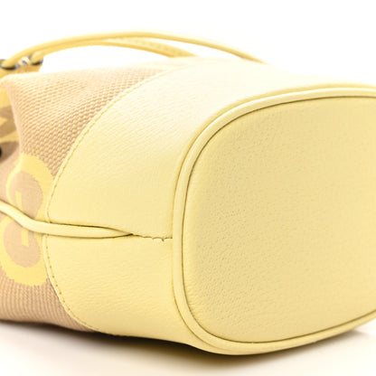 Gucci Monogram Jumbo GG Textured Dollar Calfskin Mini Ophidia Bucket Bag Beige Banana 9 of 10