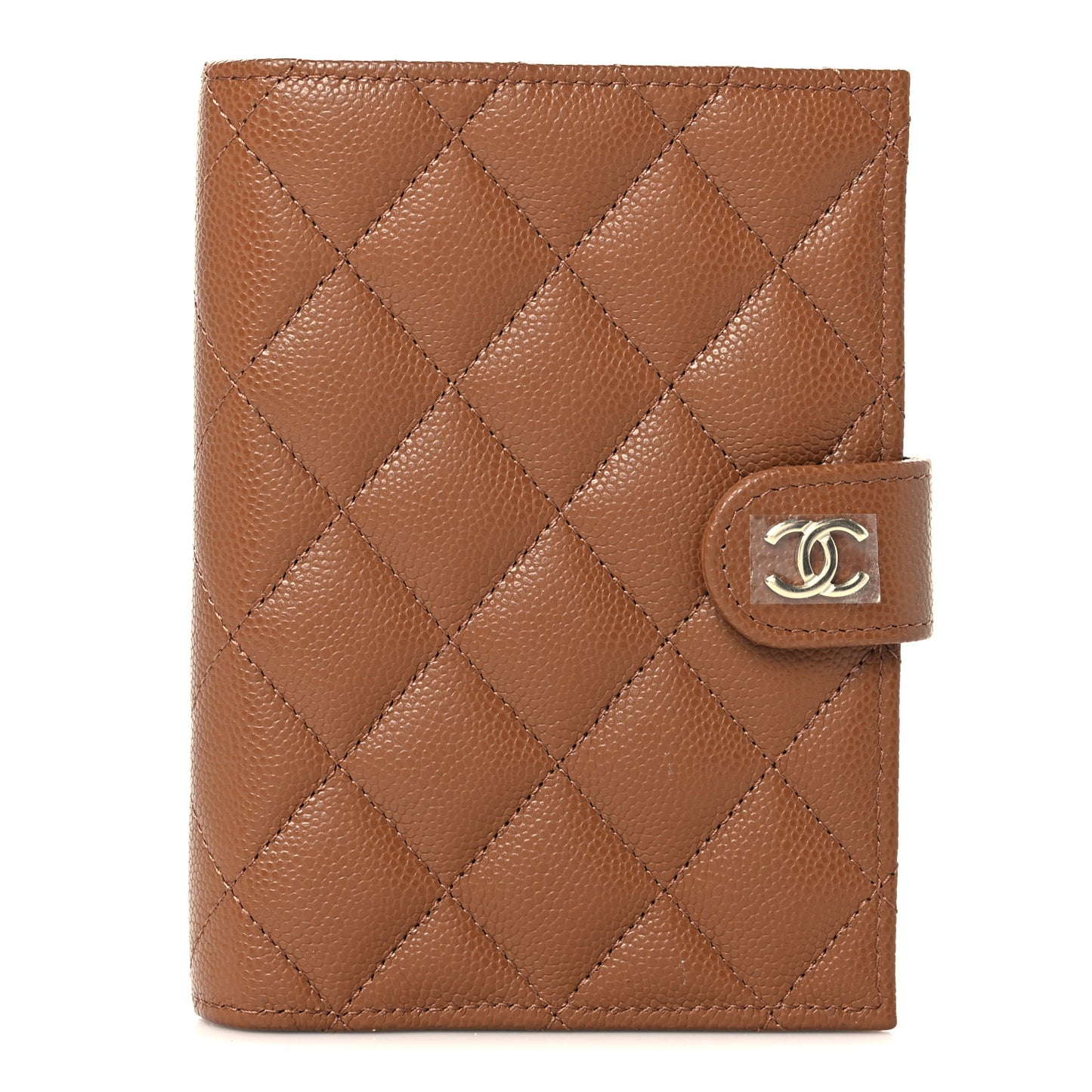 Caviar Quilted Passport Holder Camel
