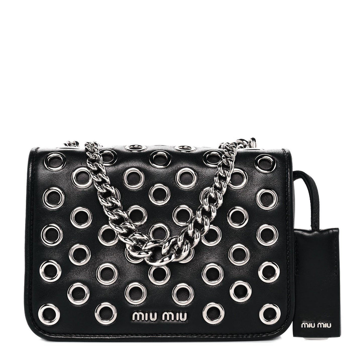 Nappa Grommet Club Shoulder Bag Black
