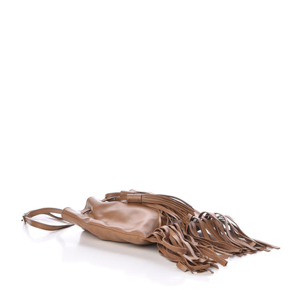 Prada Soft Calf Drawstring Fringe Crossbody Tan 4 of 9