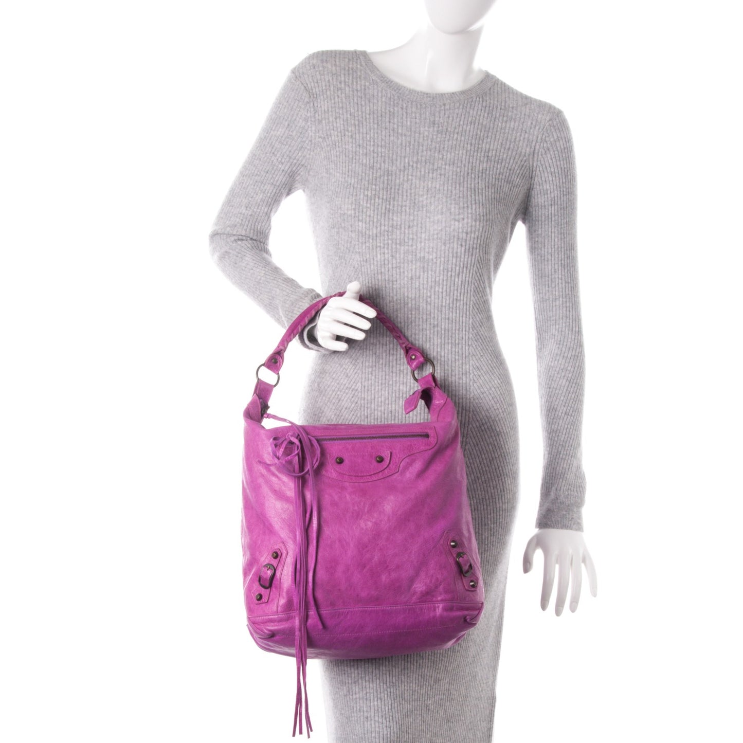 Agneau Classic Hardware Day Hobo Amethyst