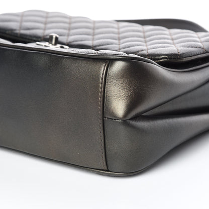 Chanel Metallic Goatskin Quilted Medium Rock In Rome Flap Charcoal 9 of 13