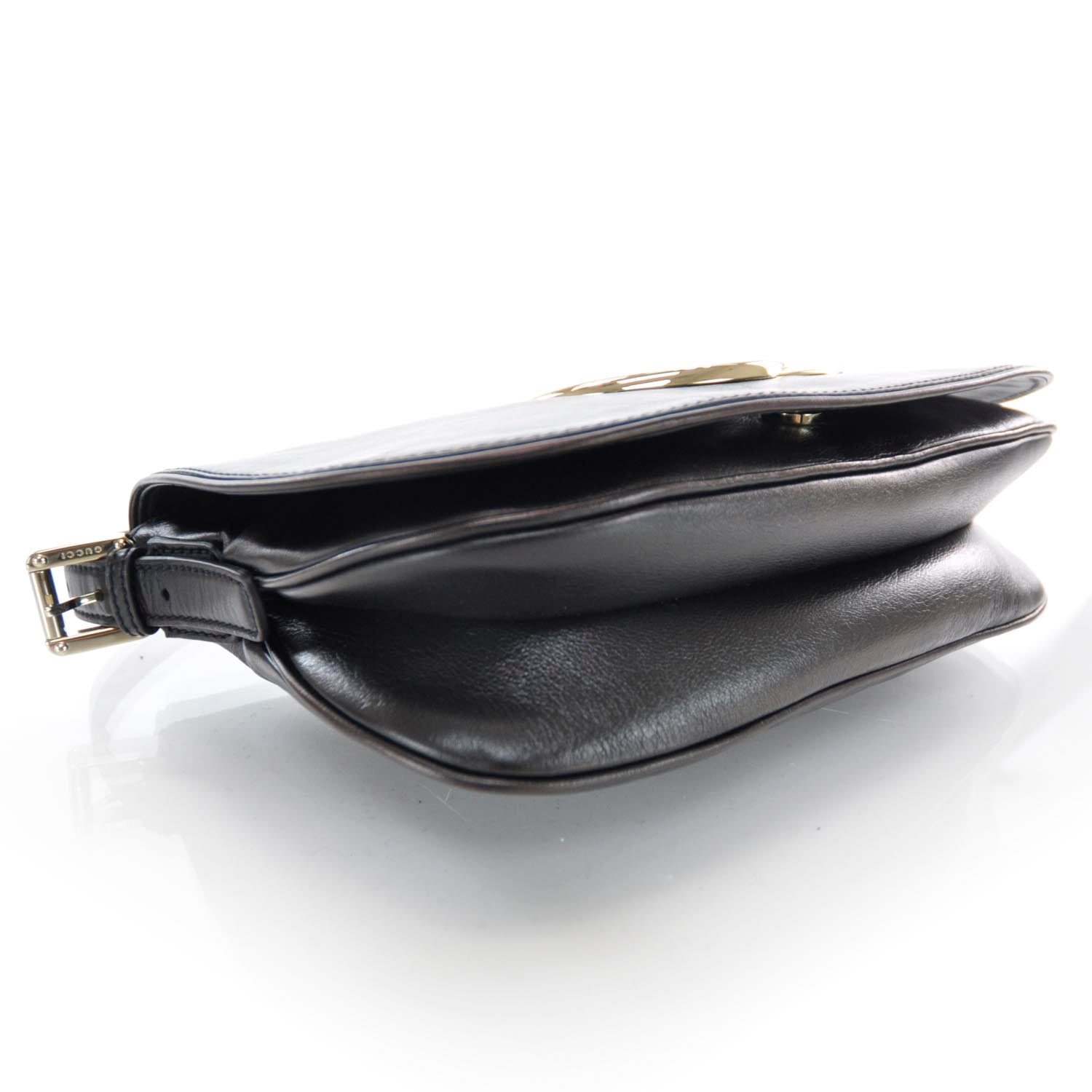 Gucci Leather GG Britt Flap Bag Metallic Black 4 of 7