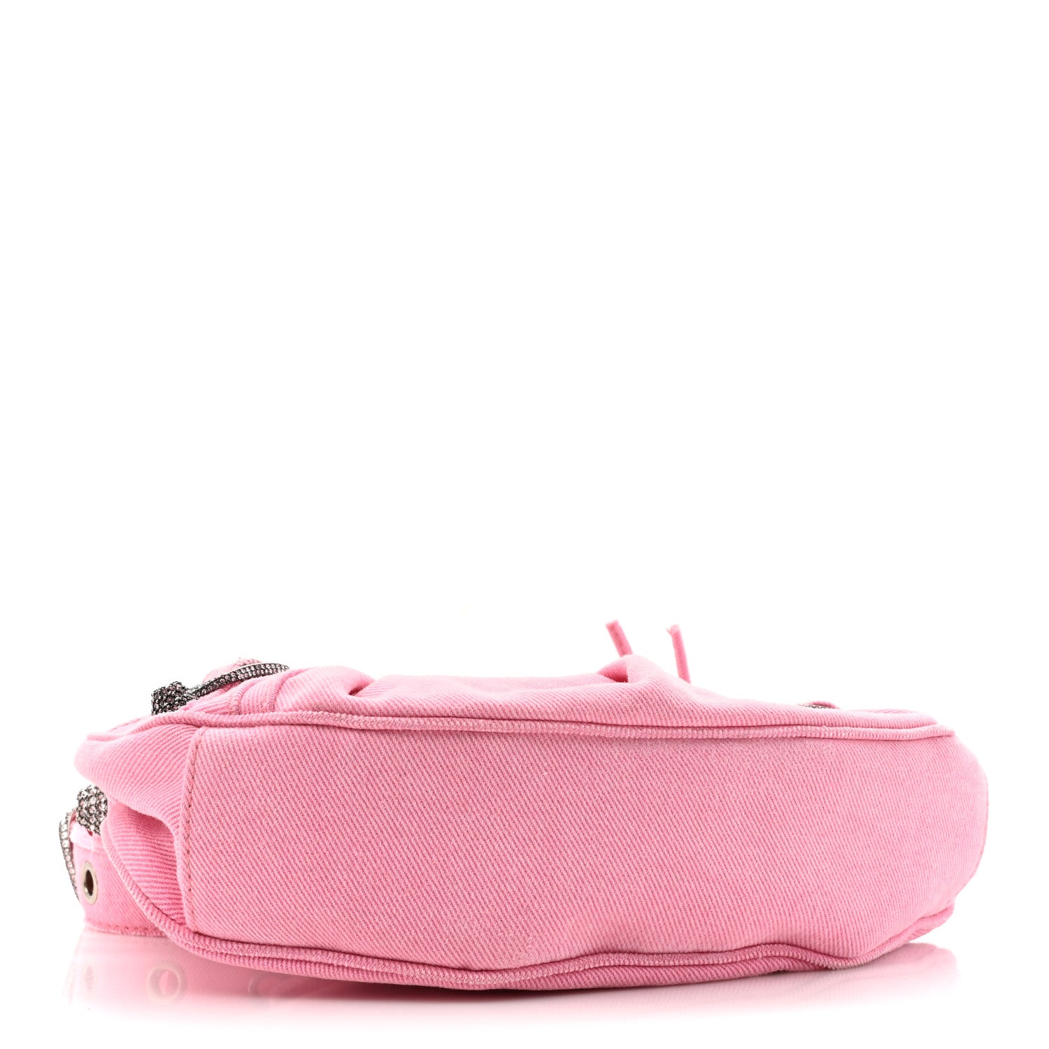 Balenciaga Washed Frayed Denim Crystal Le Cagole Shoulder Bag XS Denim Pink 4 of 10