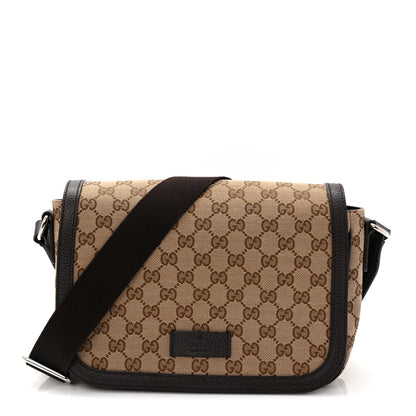 Gucci Monogram Flap Messenger Bag Beige Dark Brown 1 of 10