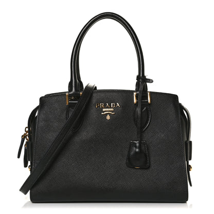 Prada Saffiano Soft Calfskin Double Handle Satchel Black 1 of 17