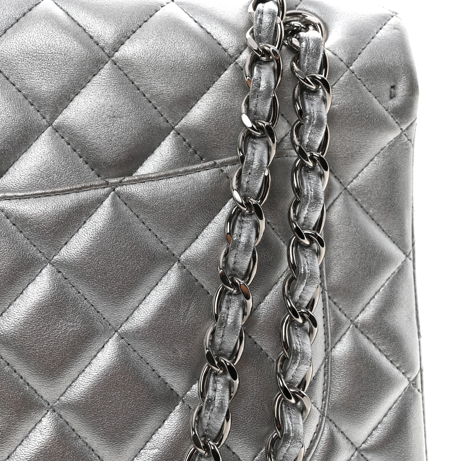 Chanel Metallic Lambskin Quilted Maxi Single Flap Silver 11 of 14