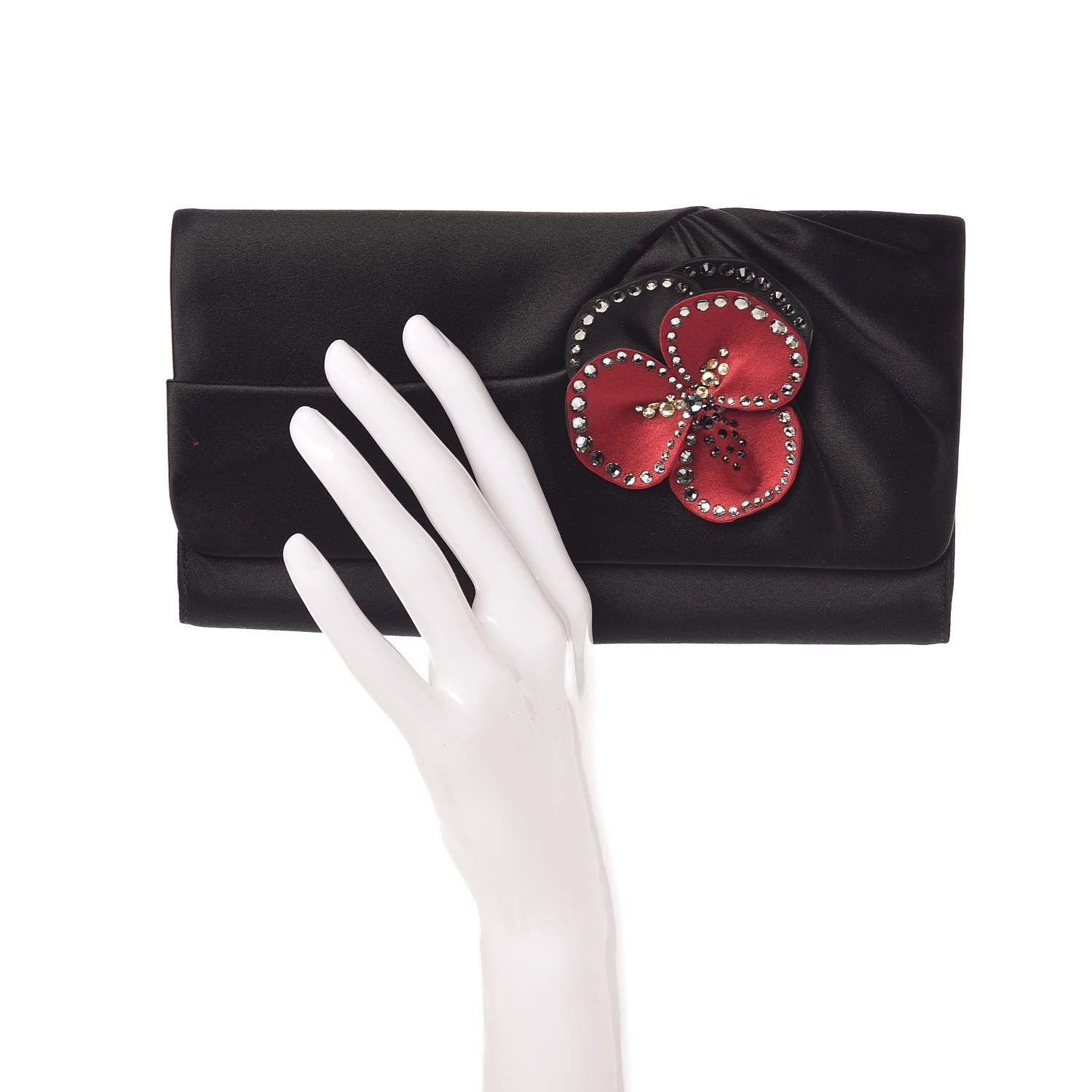 Christian Louboutin Satin Strass Alice Clutch Black 2 of 6