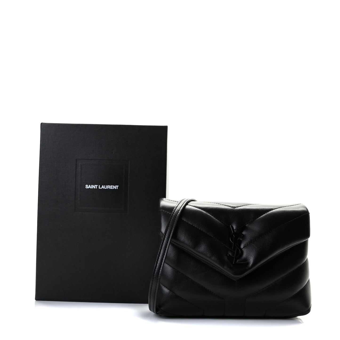 Calfskin Y Quilted Monogram Toy Loulou Crossbody Bag Black