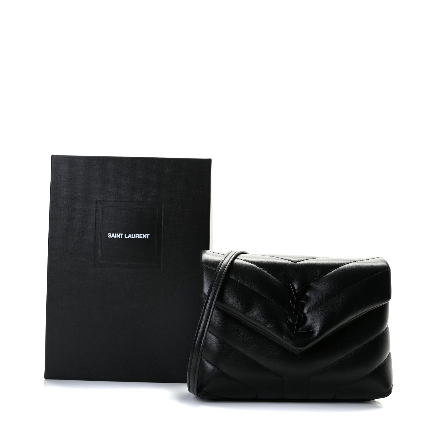 Saint Laurent Calfskin Y Quilted Monogram Toy Loulou Crossbody Bag Black 12 of 12
