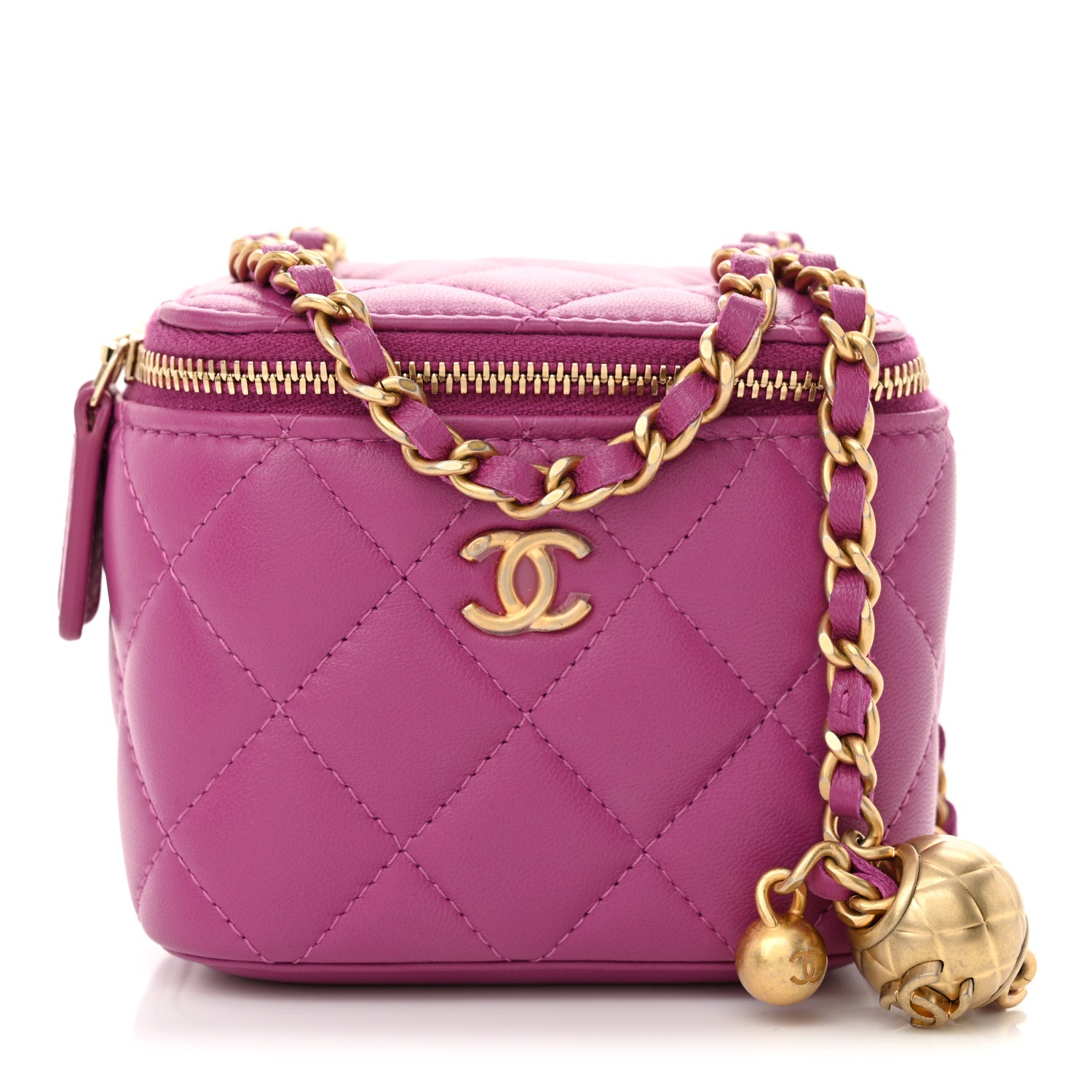 Chanel Lambskin Quilted Pearl Crush Mini Vanity Case With Chain Purple 1 of 10