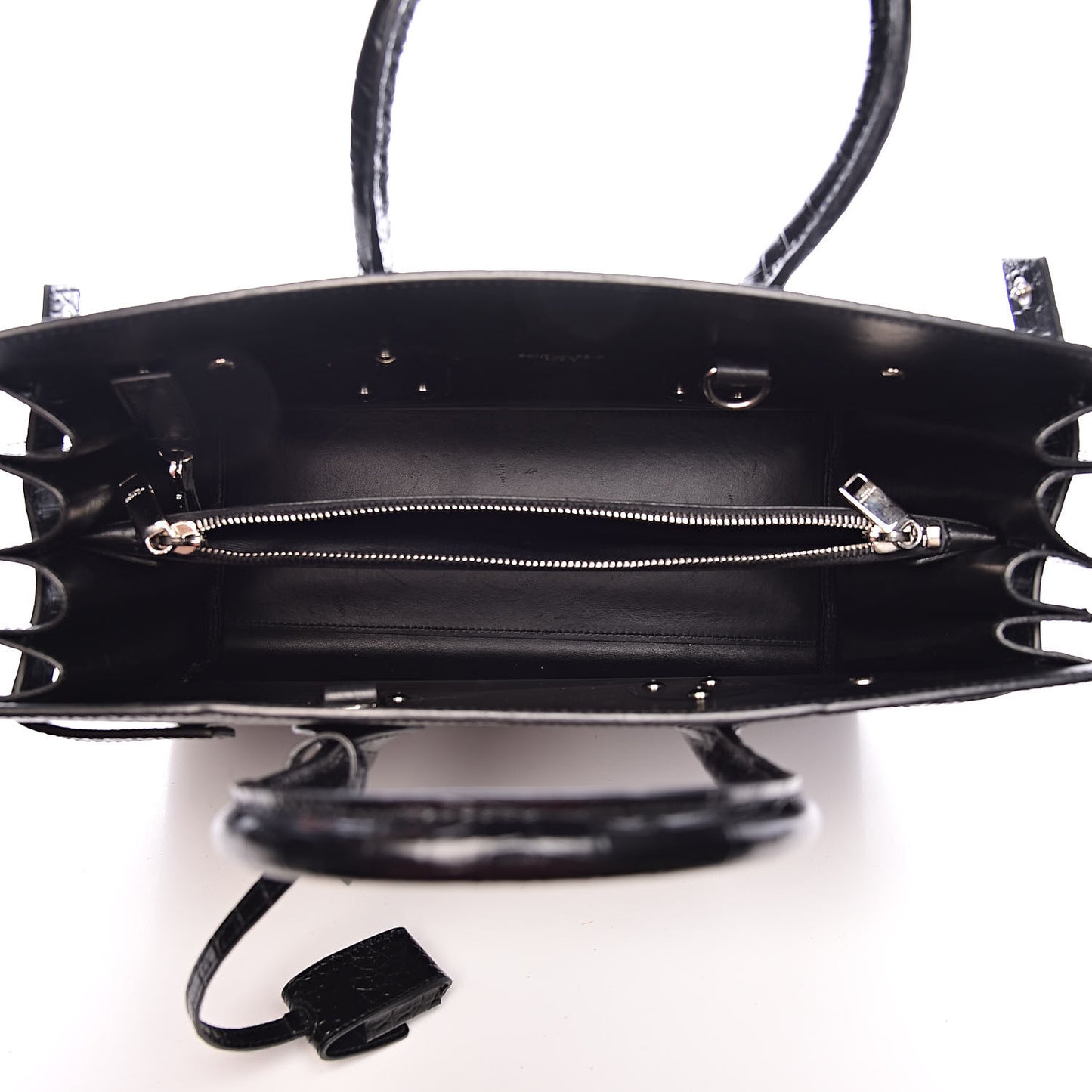 Calfskin Crocodile Embossed Small Sac de Jour Black