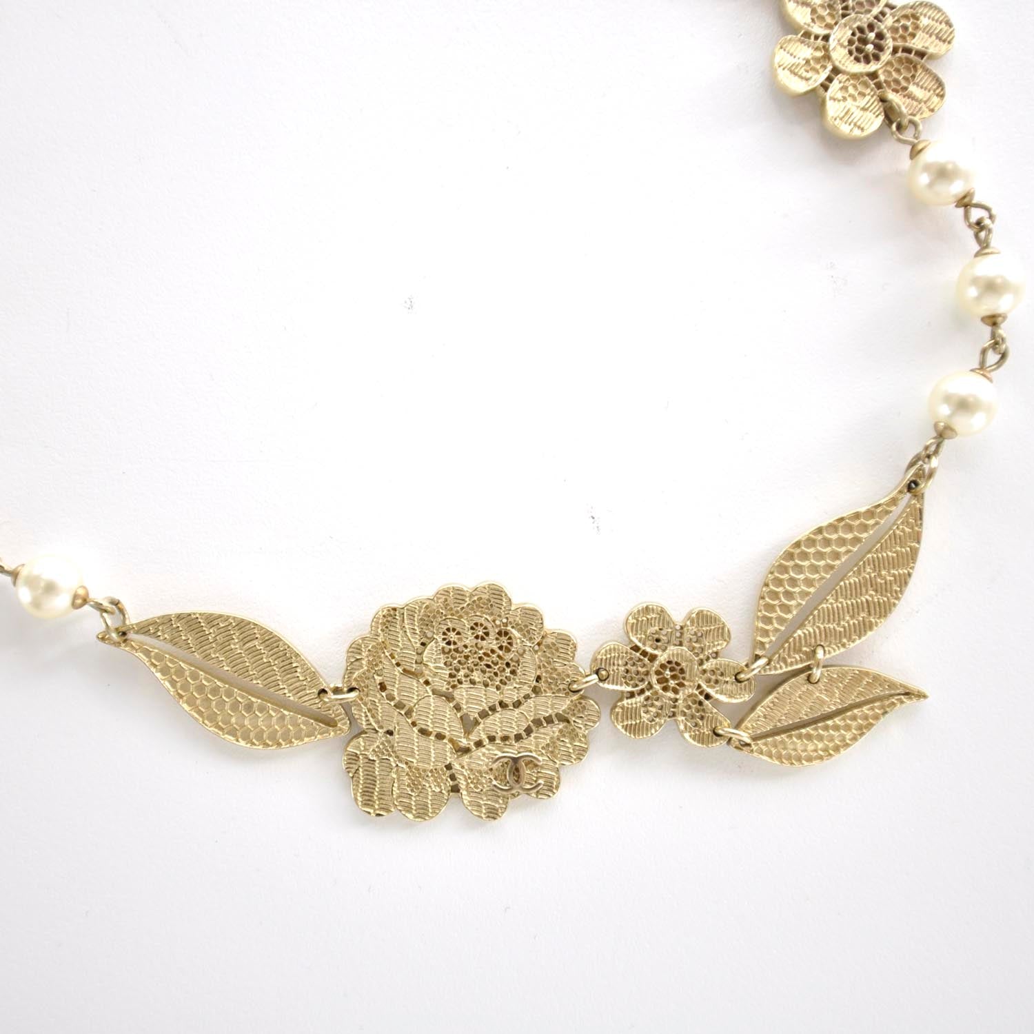 Chanel Gold Camellia Pearl Necklace 5 of 5