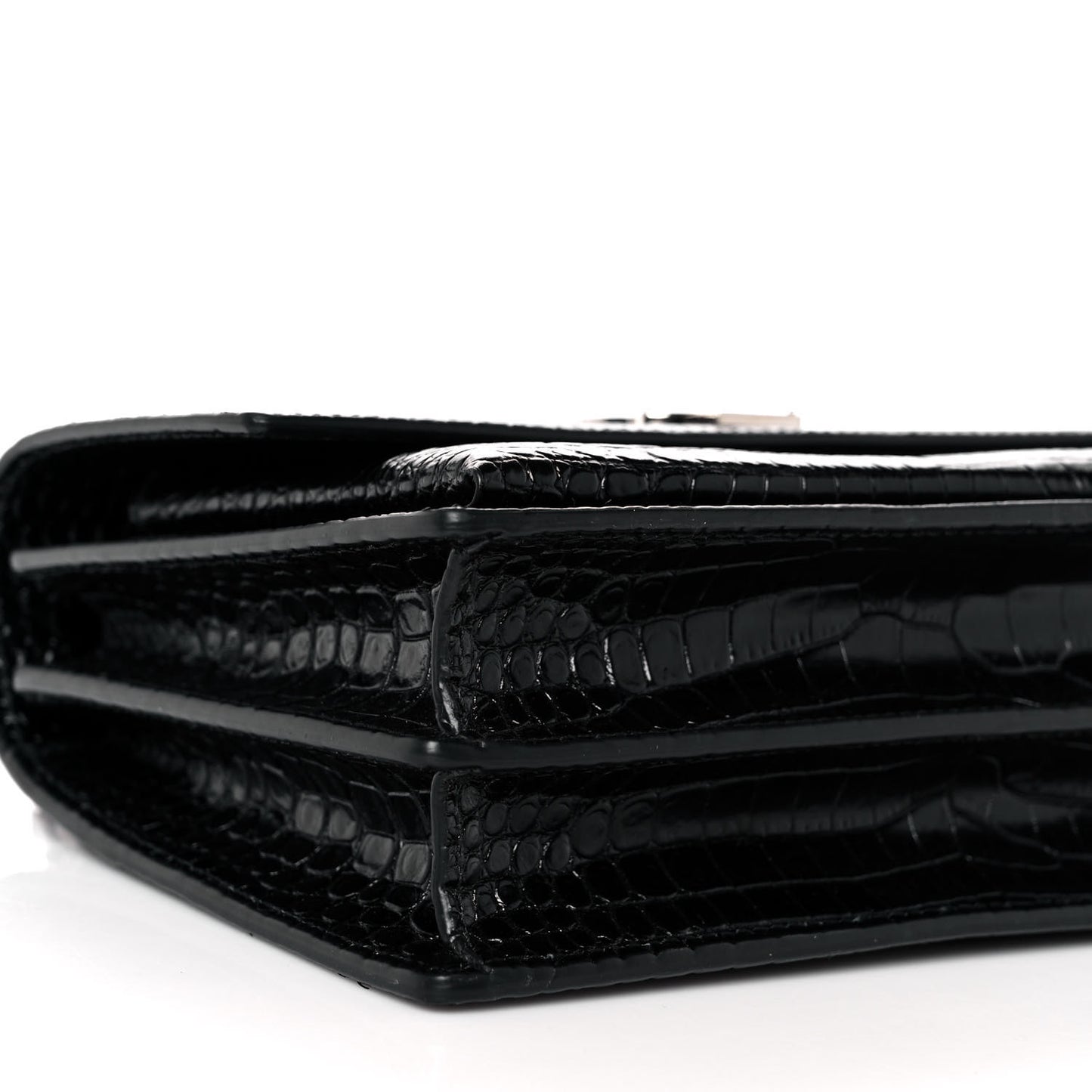 Calfskin Crocodile Embossed Medium Monogram Sunset Black