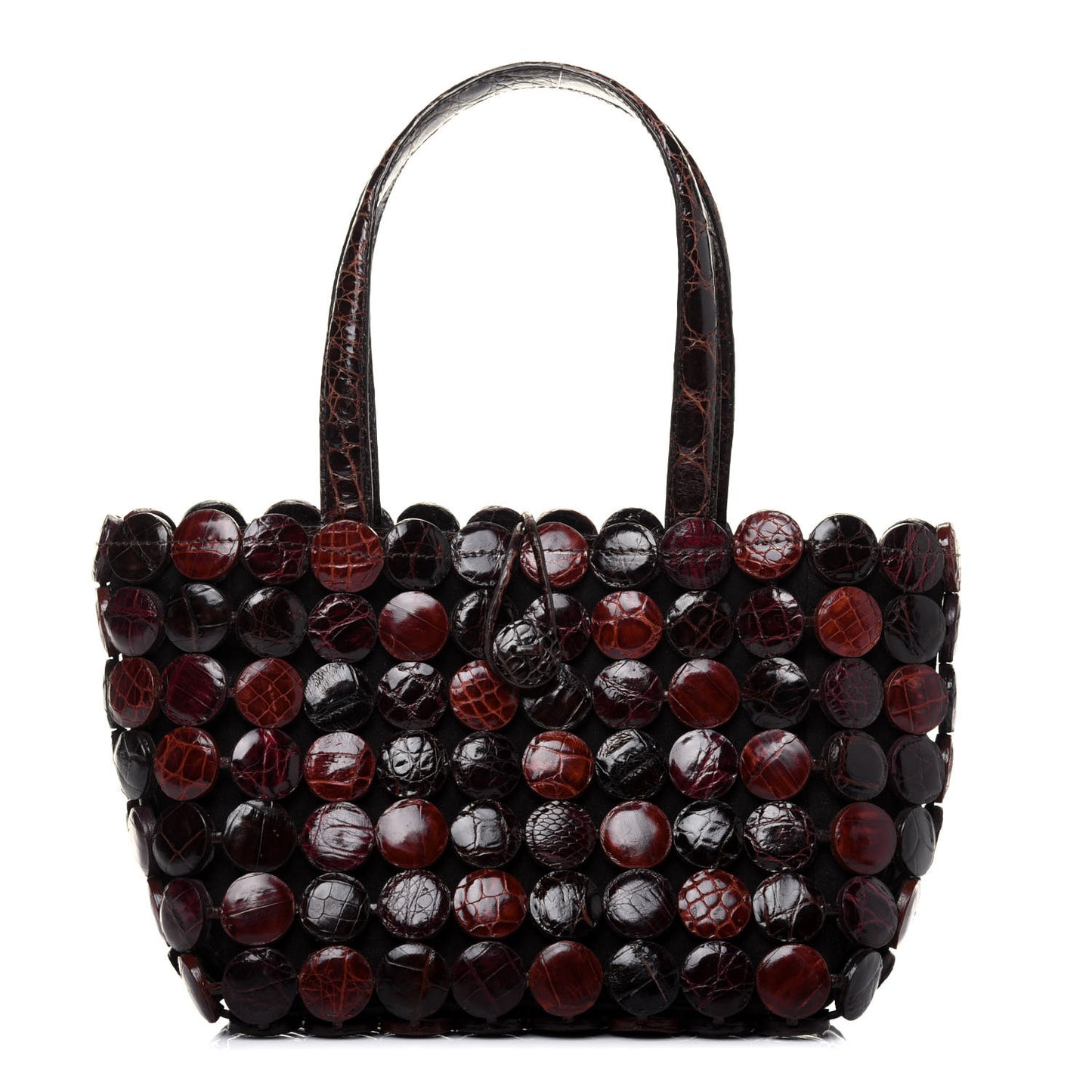 Crocodile Mini Button Tote Brown