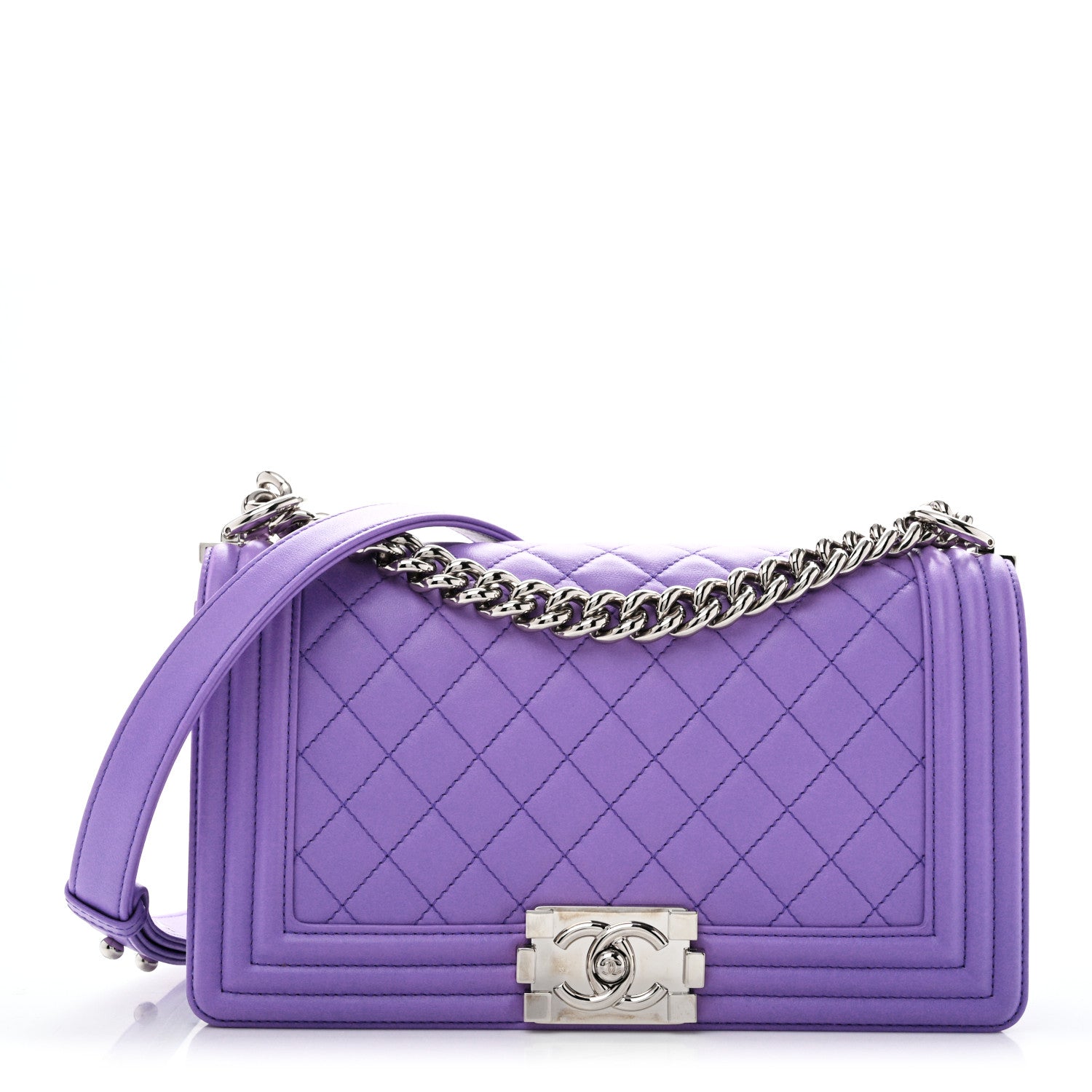 Chanel Calfskin Quilted Medium Boy Flap Purple 1 of 12