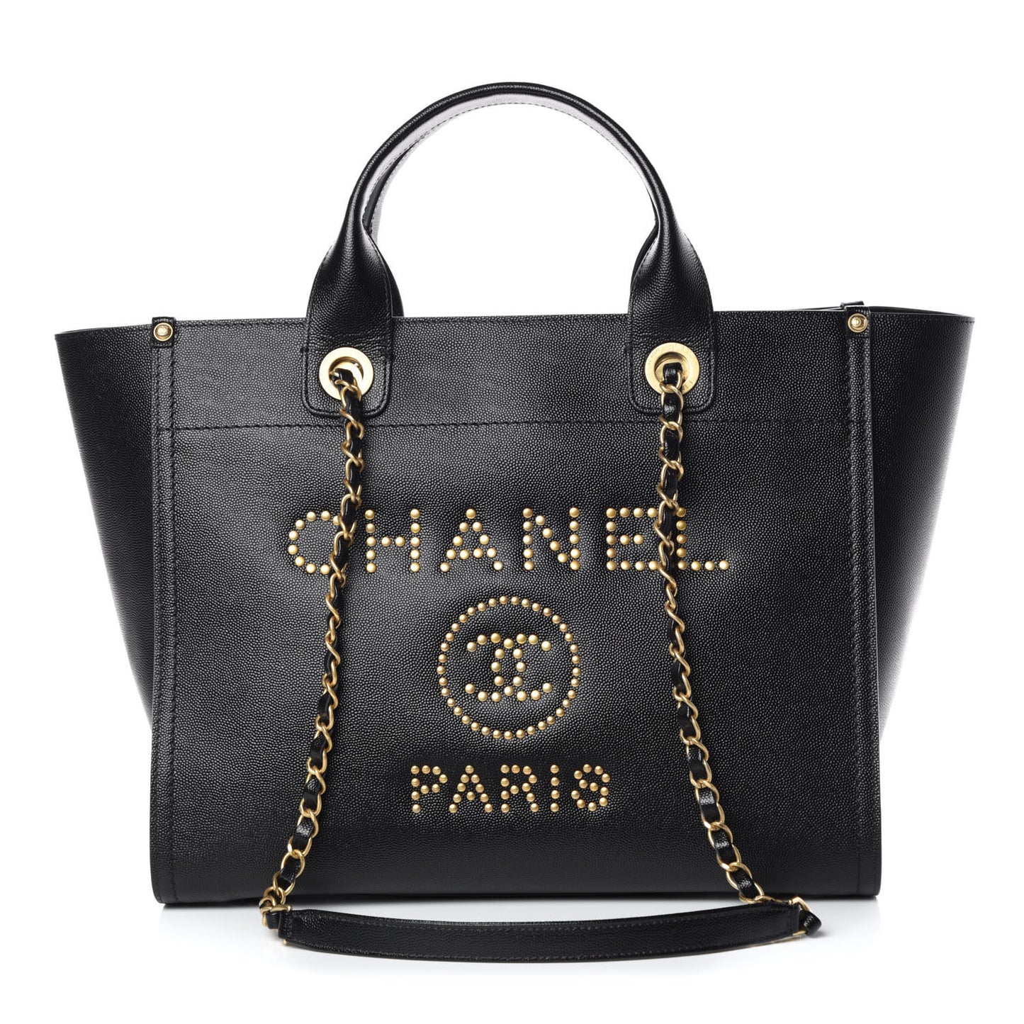 Caviar Small Studded Deauville Tote Black