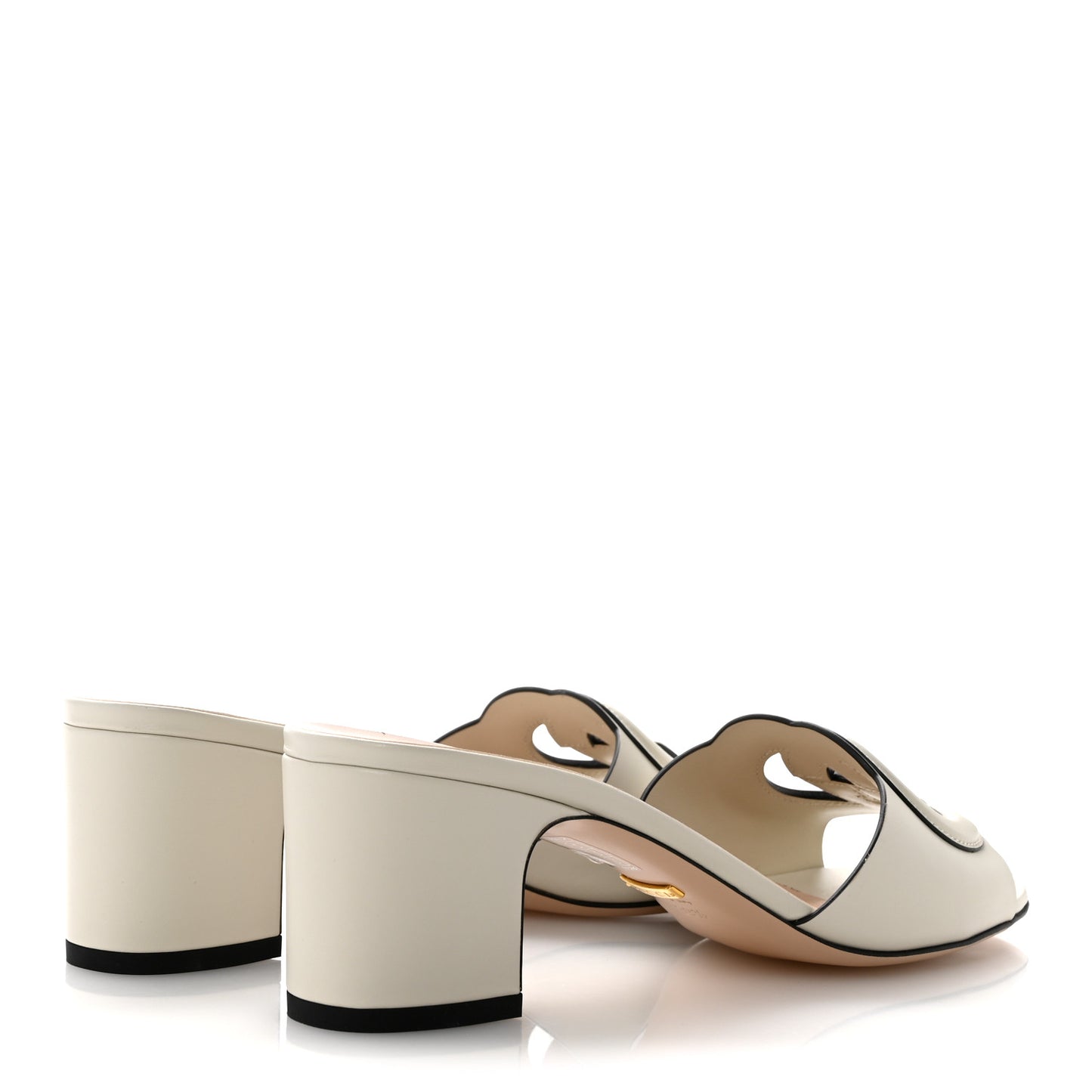 Sierra Calfskin Interlocking G Cut Out Slide Sandals 39.5 Mystic White