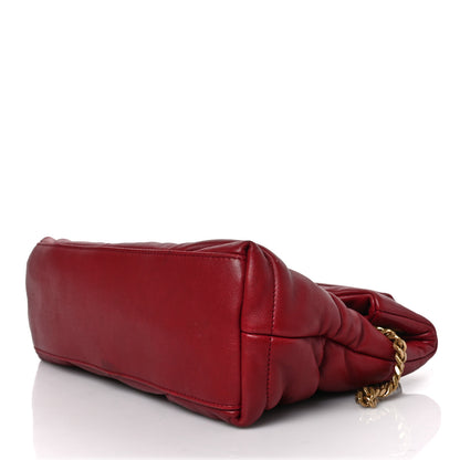 Saint Laurent Lambskin Quilted Small Loulou Puffer Monogram Chain Satchel Red 8 of 9