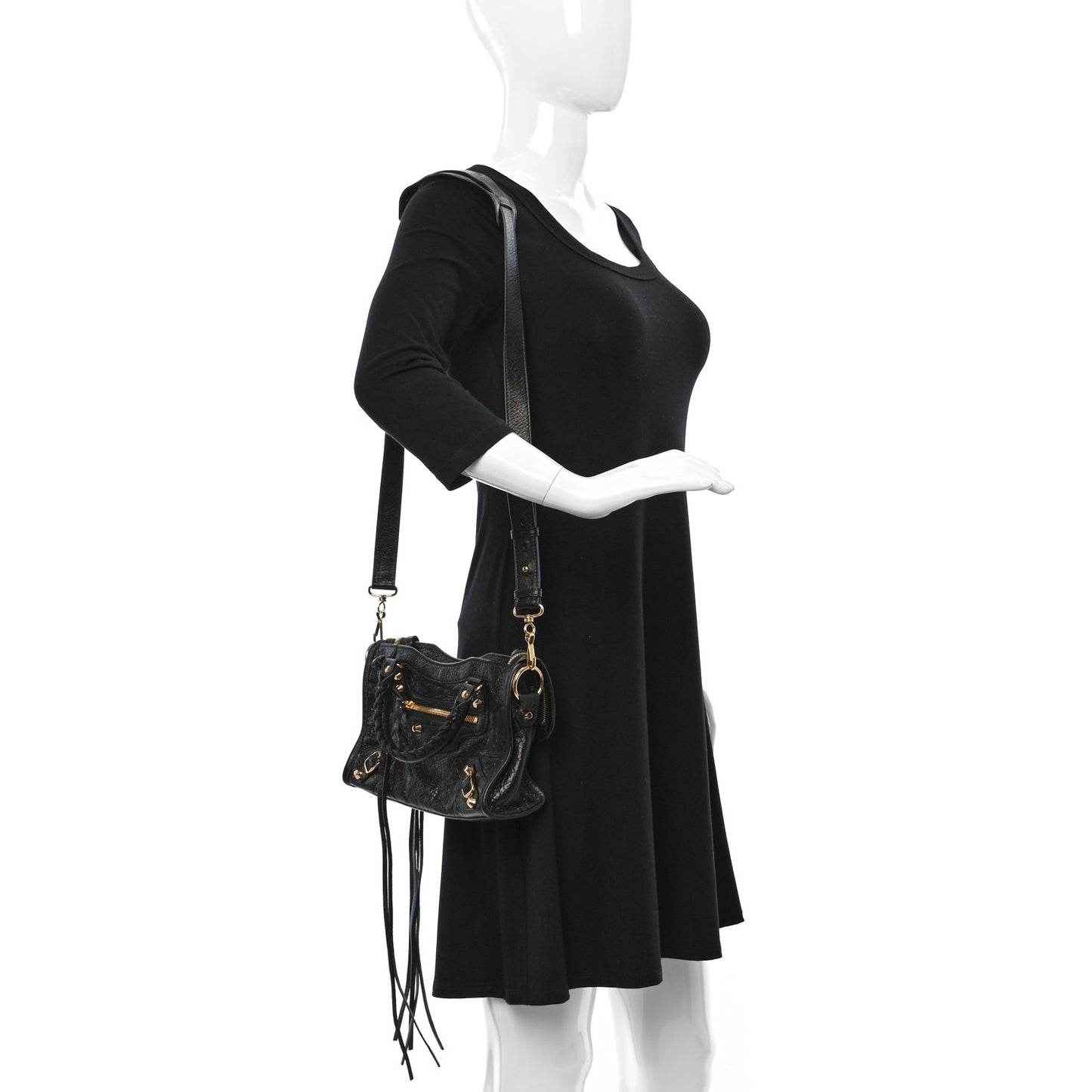 Agneau Classic Gold Hardware Mini City Black