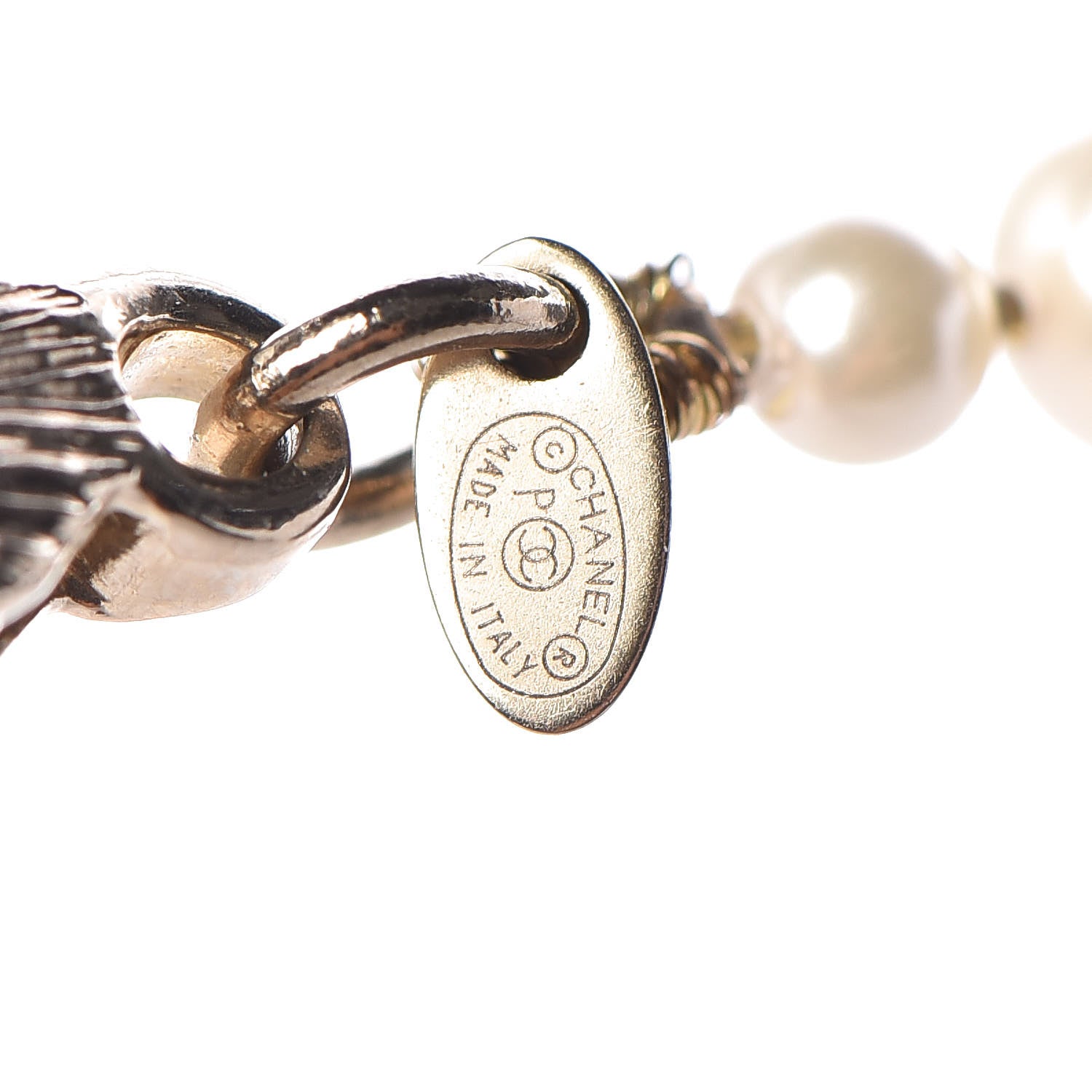 Chanel Graduated Pearl CC Long Necklace Light Gold 5 of 5
