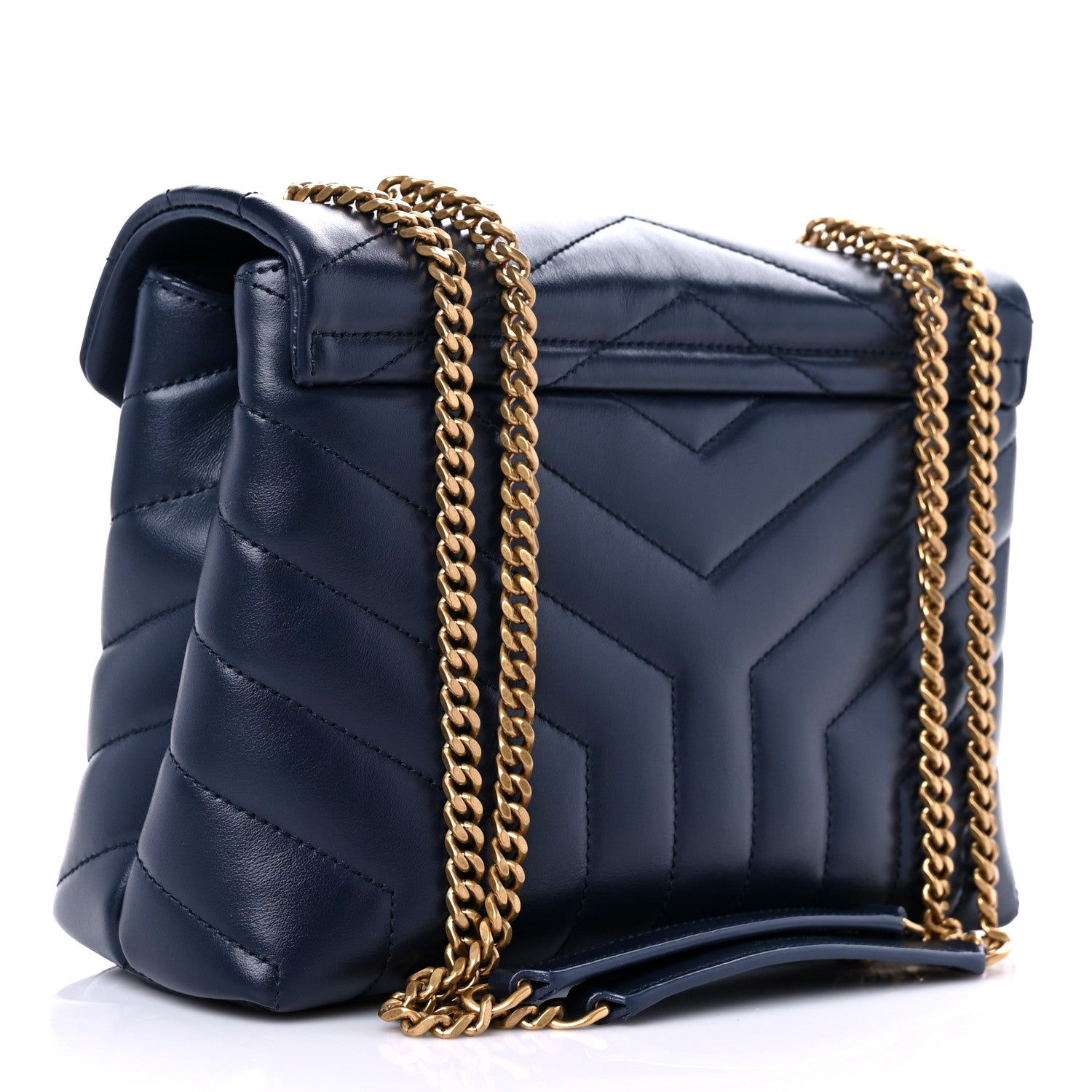 Saint Laurent Calfskin Y Quilted Monogram Small Loulou Chain Satchel Denim Brut 3 of 10