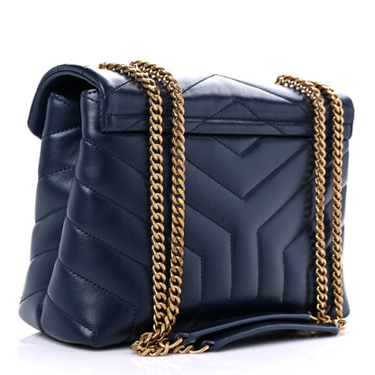 Saint Laurent Calfskin Y Quilted Monogram Small Loulou Chain Satchel Denim Brut 3 of 10