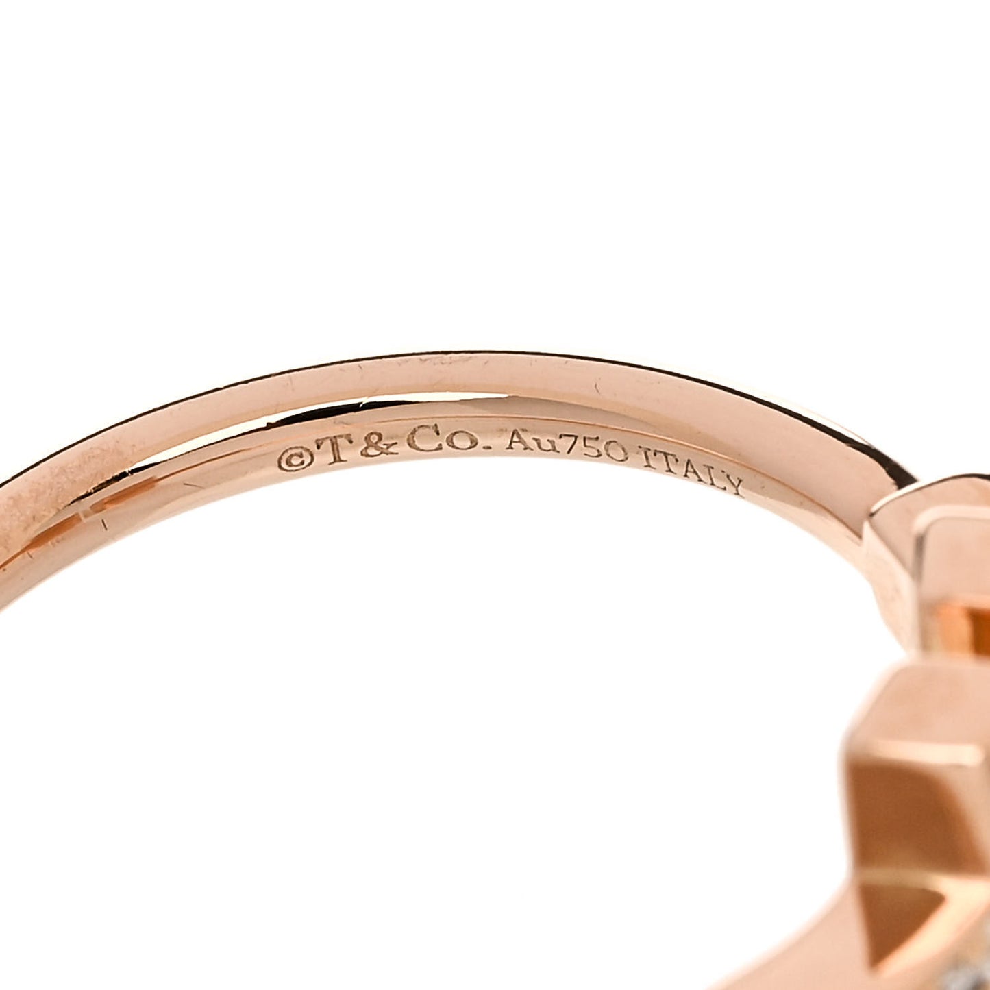 18K Rose Gold Diamond Mother of Pearl T Wire Ring 57 8