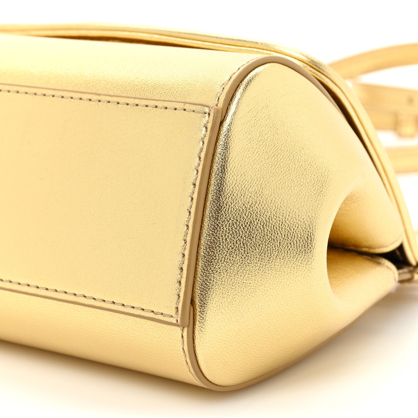 DOLCE & GABBANA Metallic Calfskin Sequin Childrens Miss Sicily Satchel Gold
