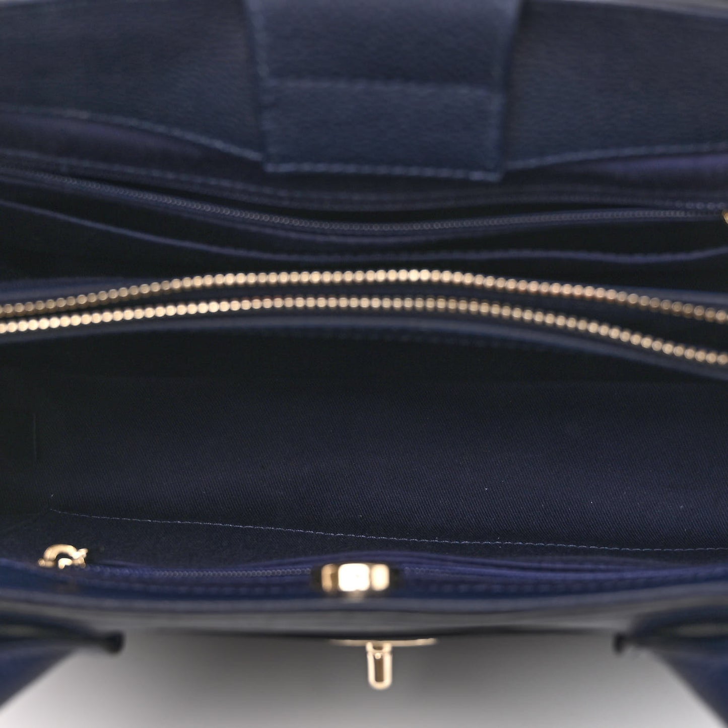 Grained Calfskin Small Neo Executive Shopper Tote Dark Blue