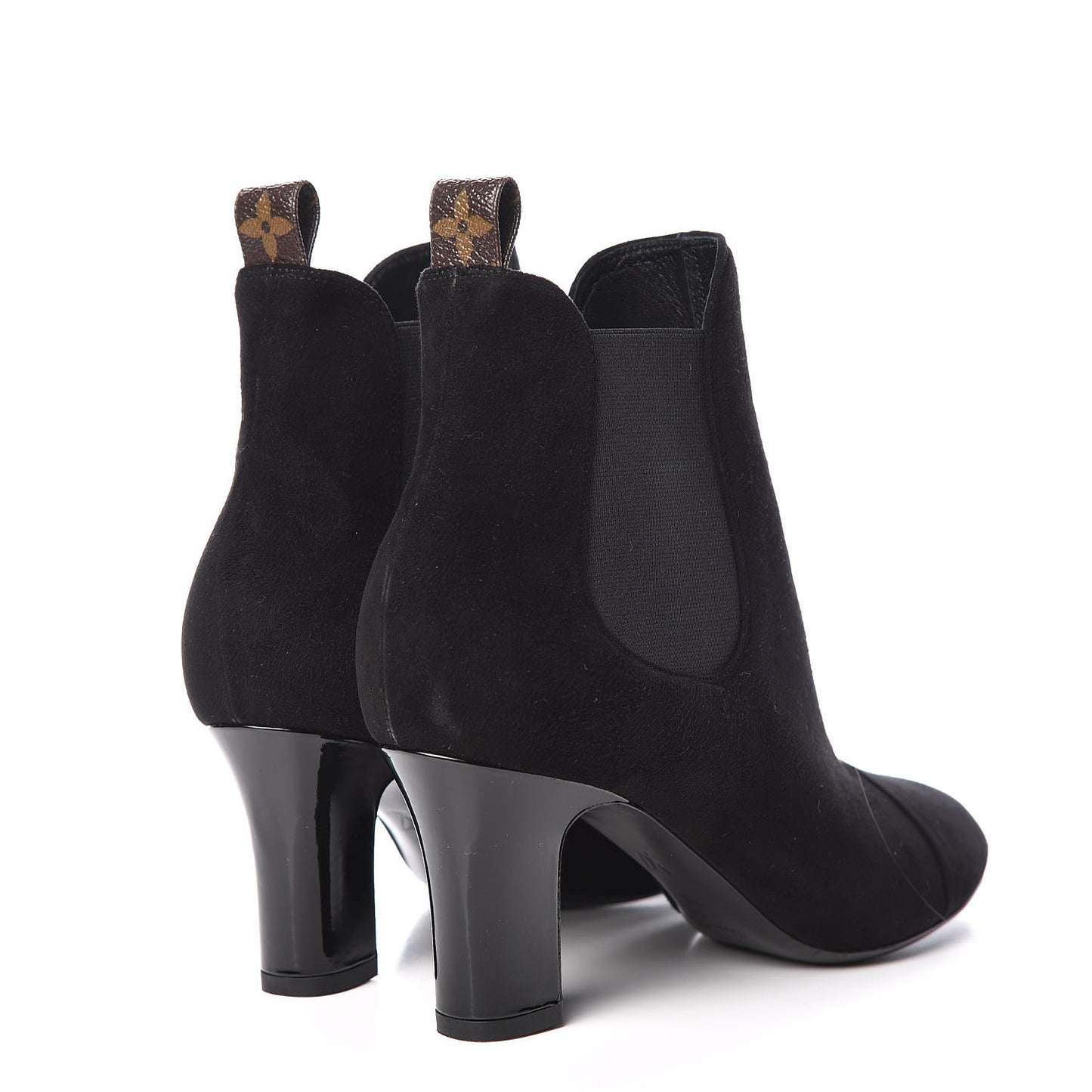 Suede Monogram Uniformes Cap Toe Chelsea 75mm Ankle Boots 38 Black