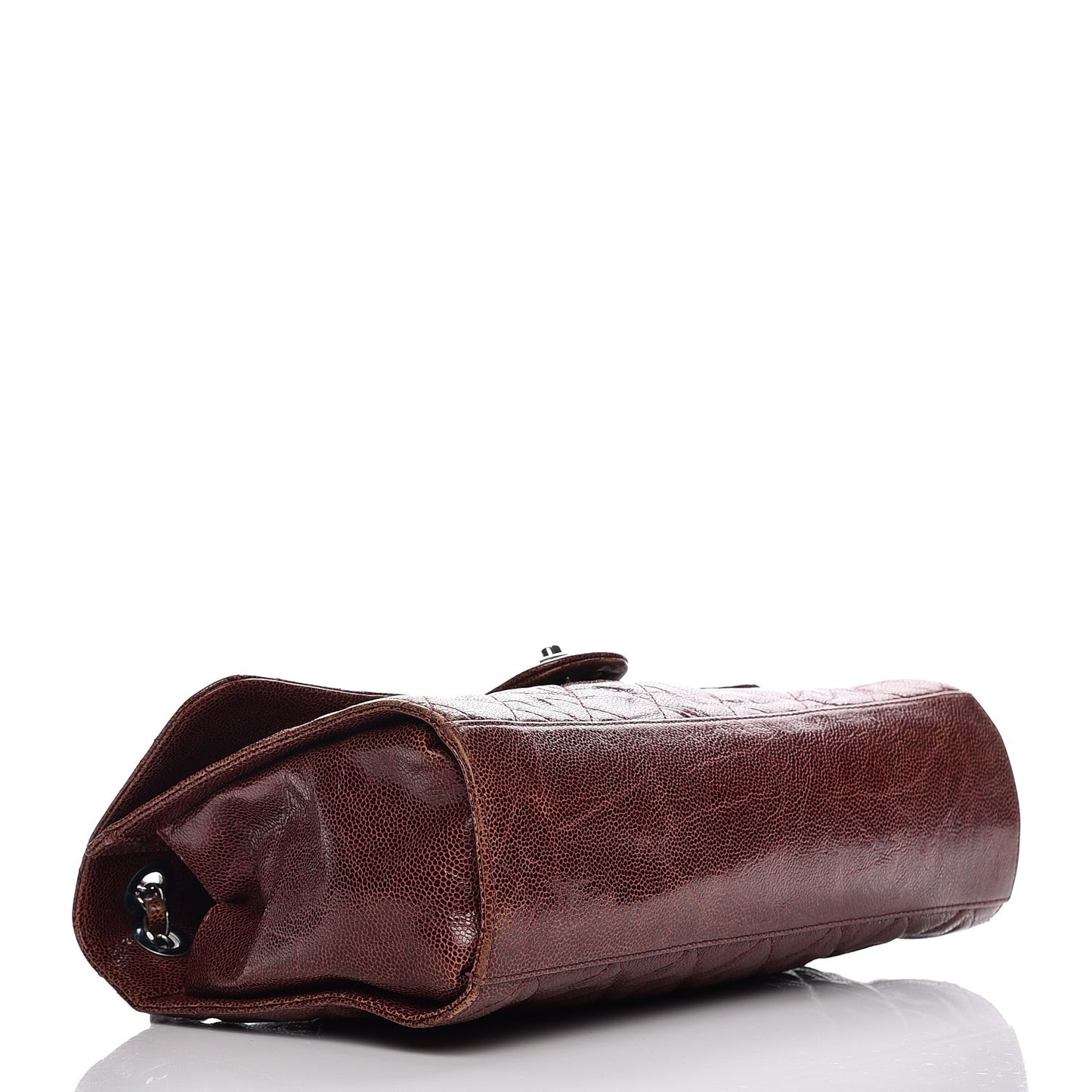 Crumpled Grained Calfskin Jumbo CC Crave Flap Burgundy