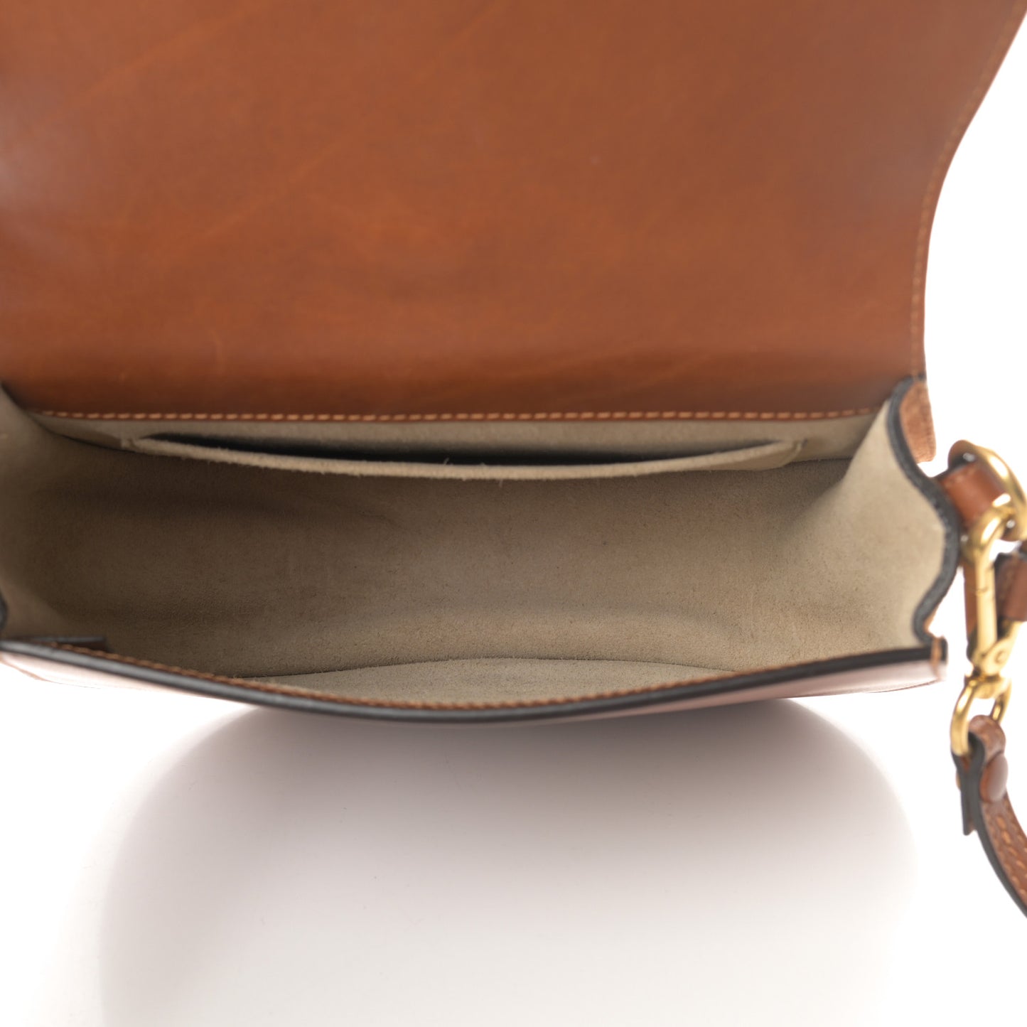 Calfskin Suede Medium Nile Bracelet Bag Caramel
