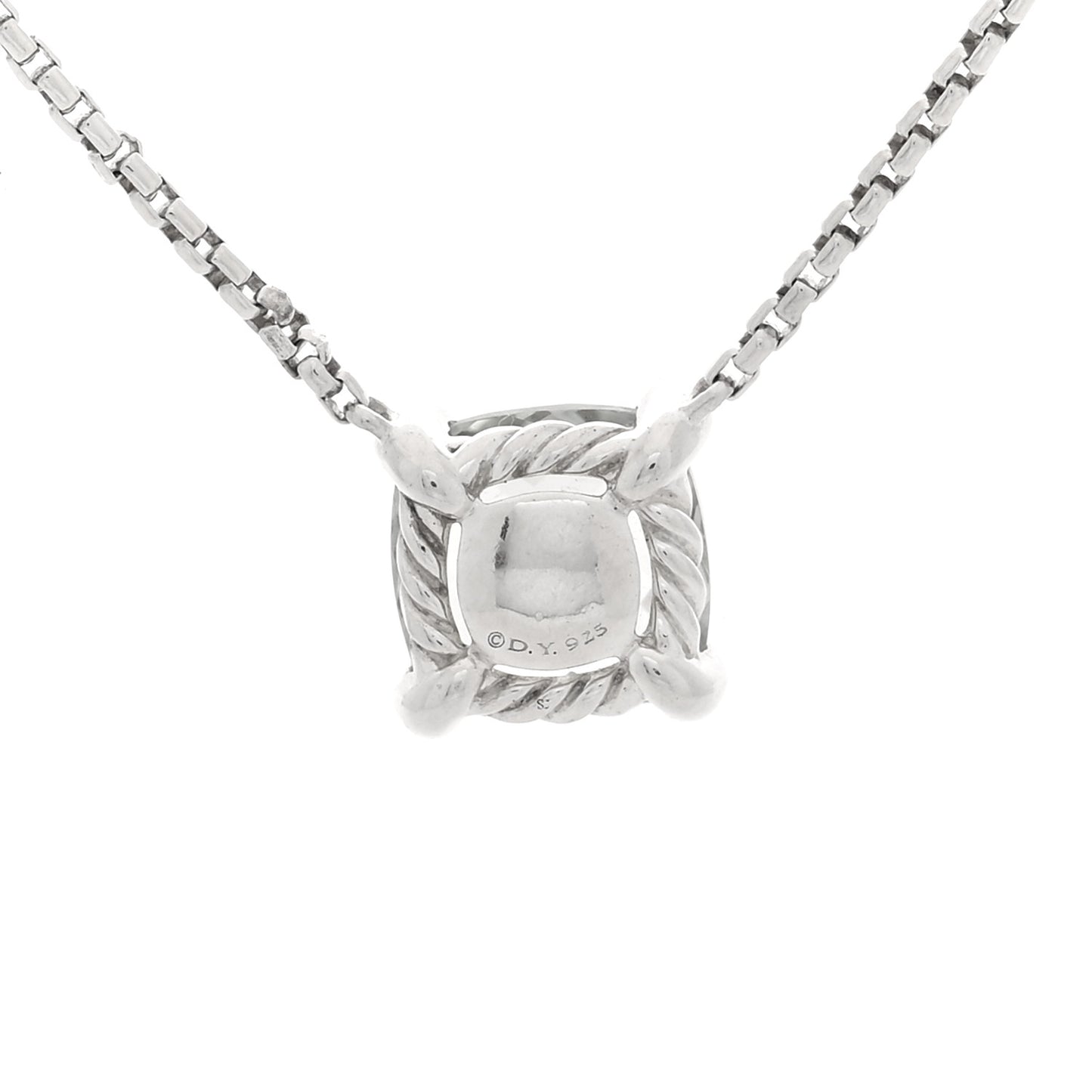 Sterling Silver Diamond Prasiolite 9mm Petite Chatelaine Pendant Necklace